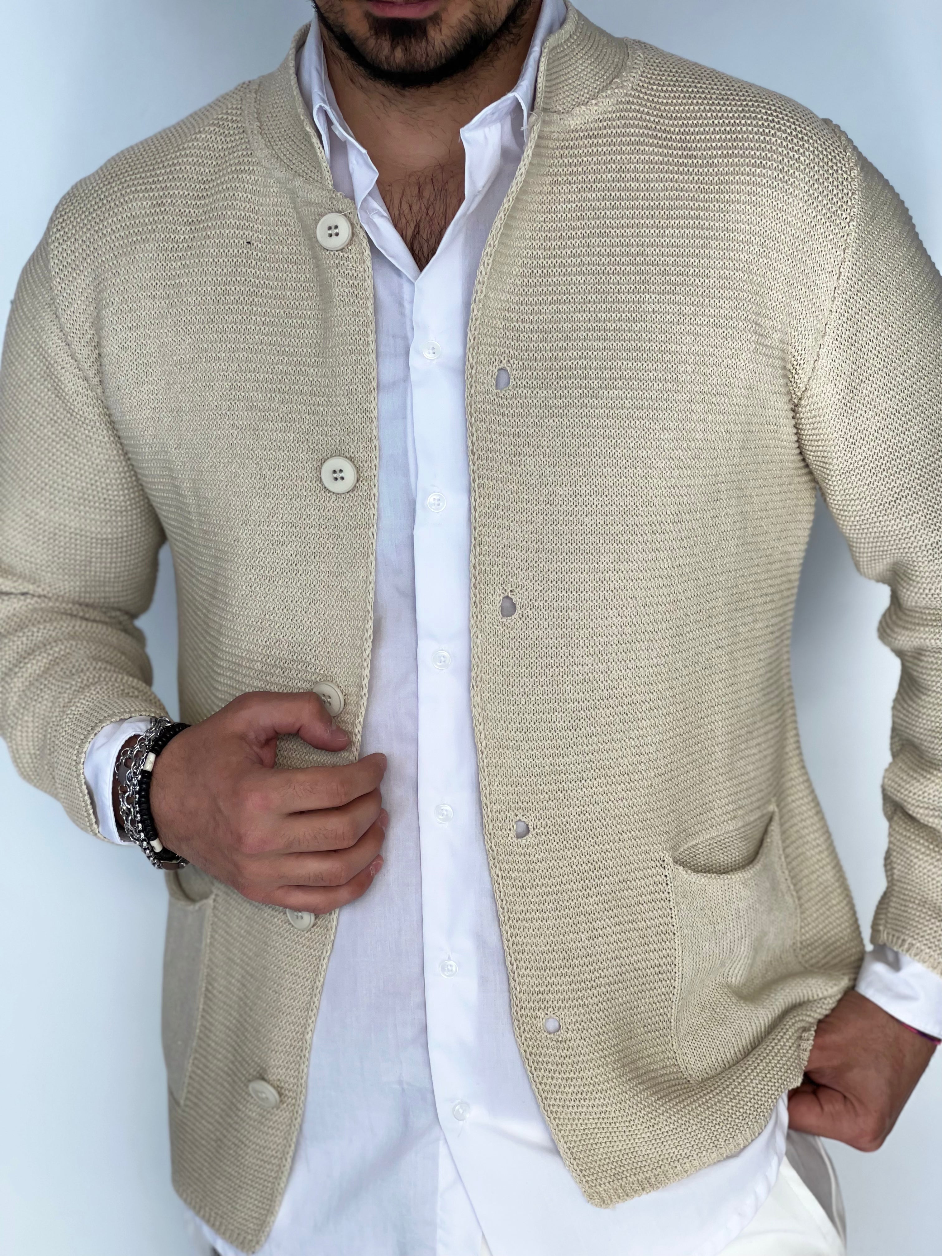 Seven · Cardigan coreano sabbia