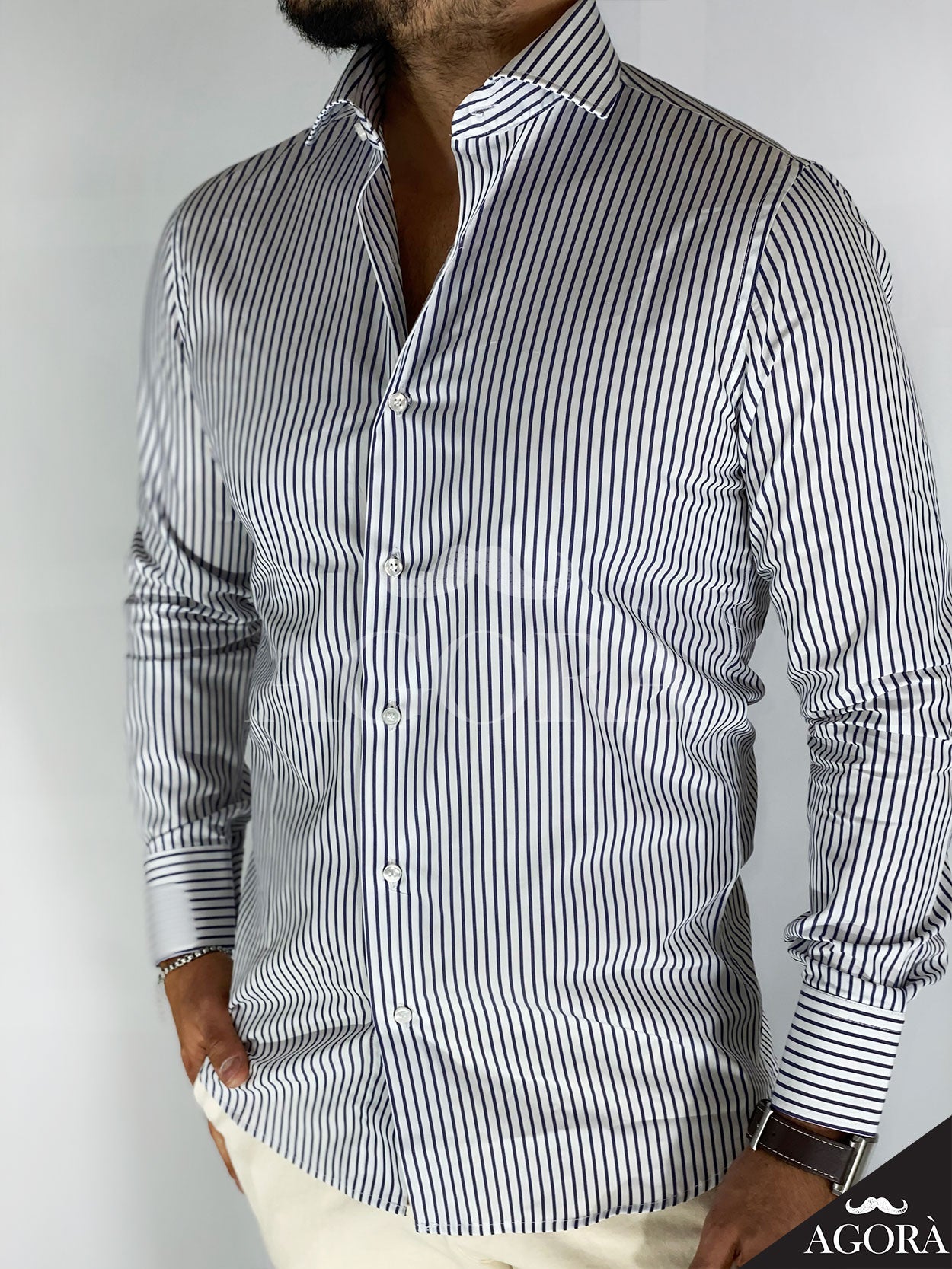 Pinstripe · Camicia blu migliaccio