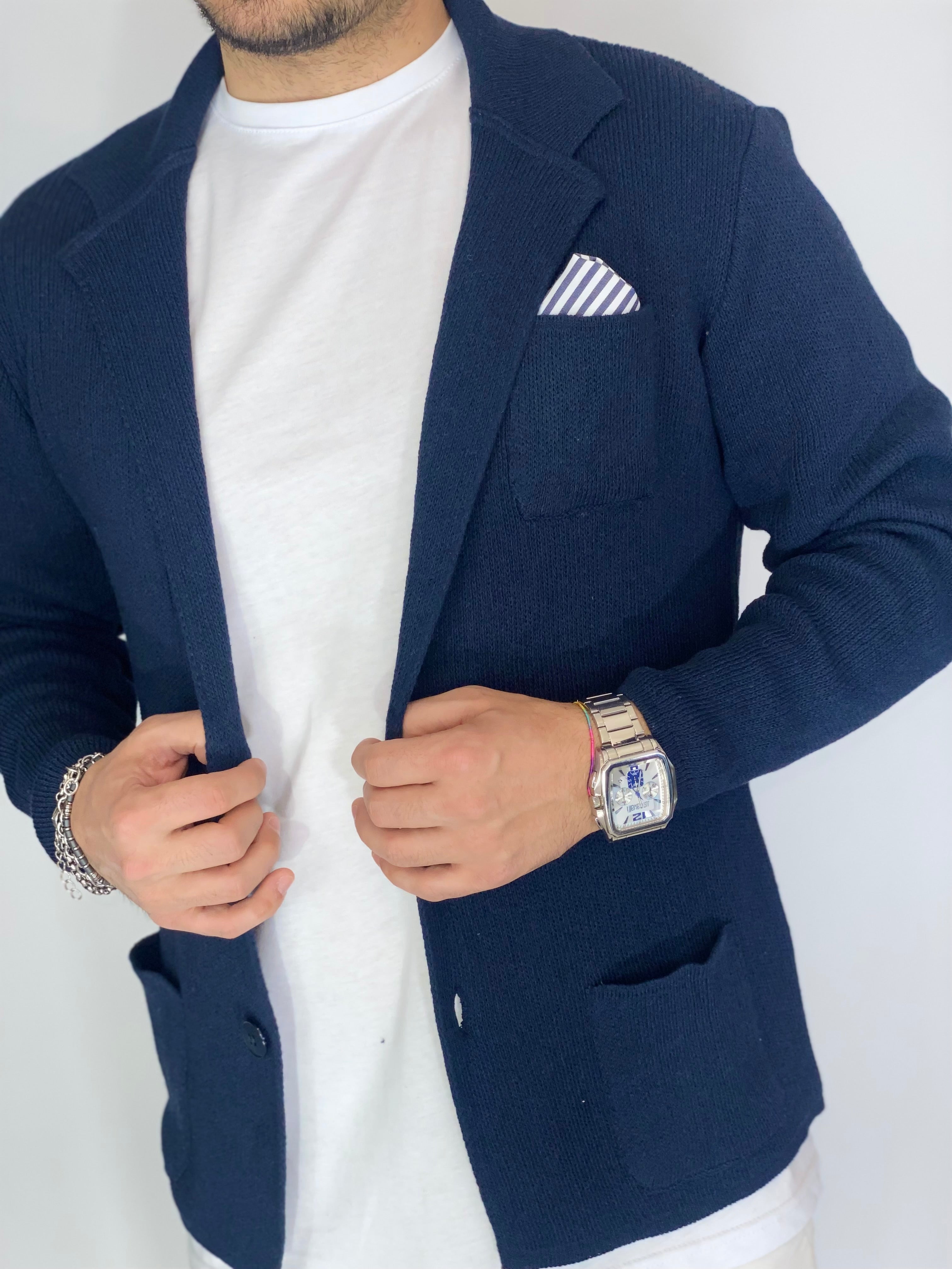One · Cardigan giacca blu notte