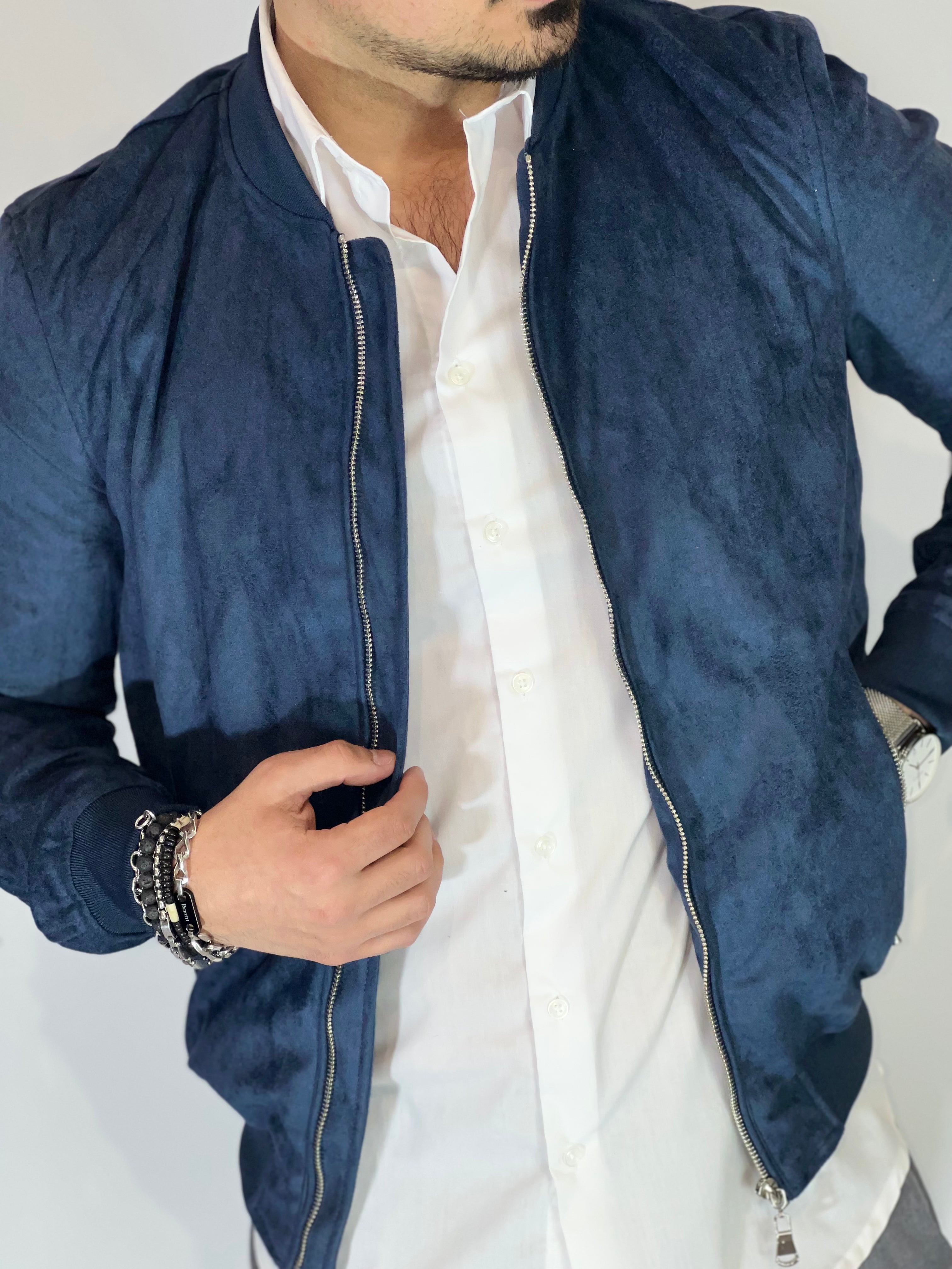 Giubbino eco-camoscio blu ZMG8153