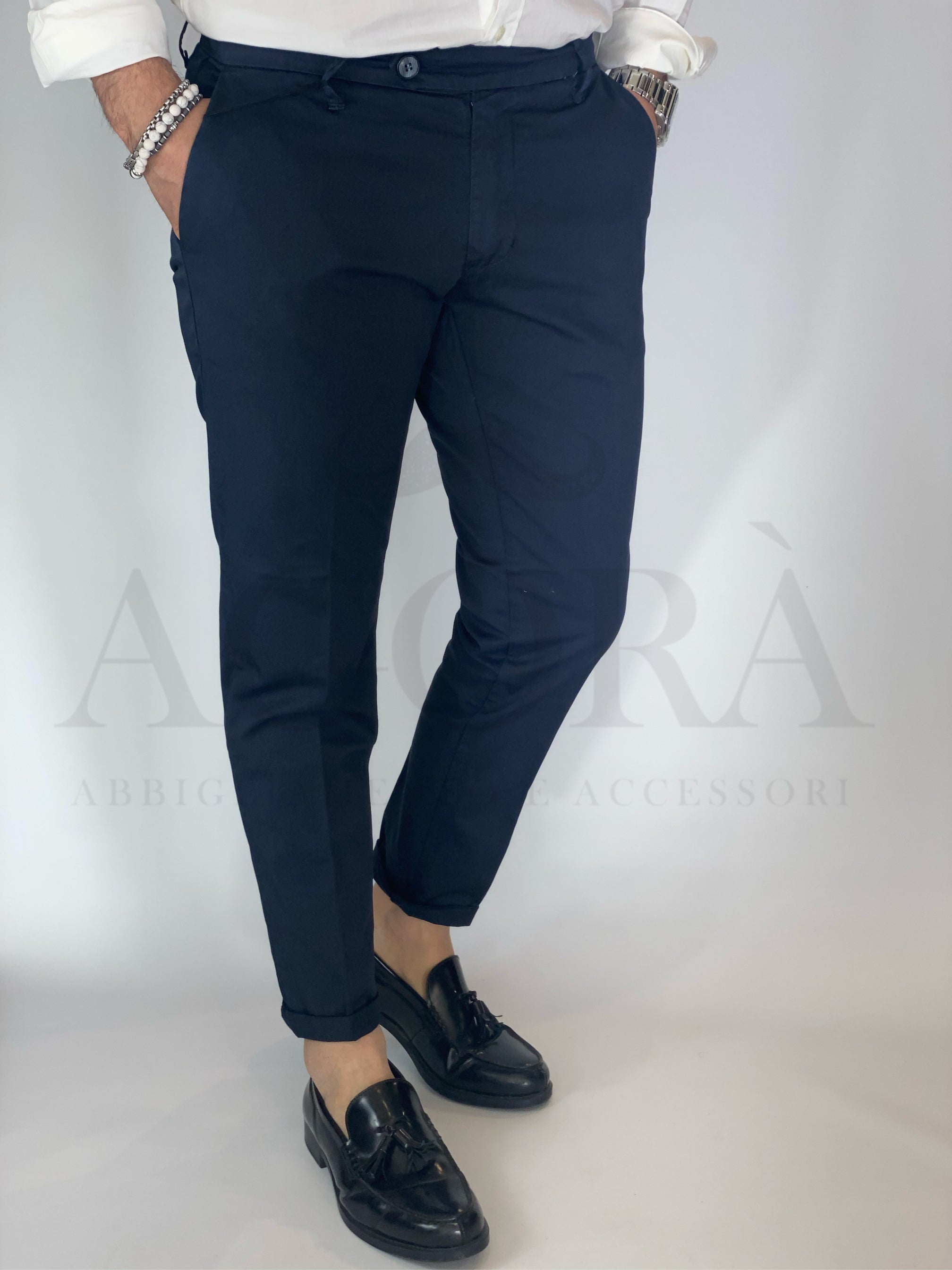 Pantalone slim capri fit blu LUGANO