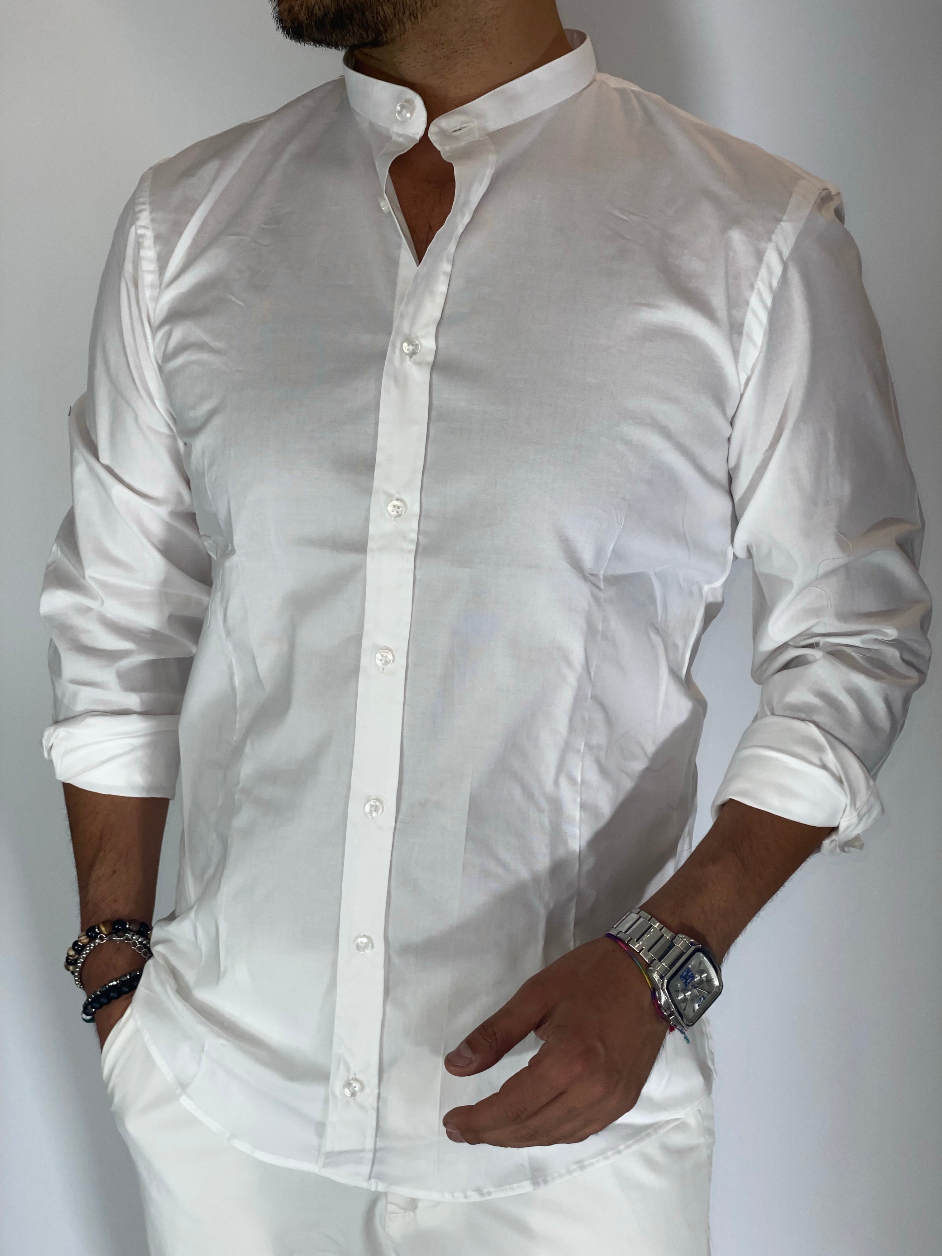 Camicia cotone coreana bianca MIGLIACCIO