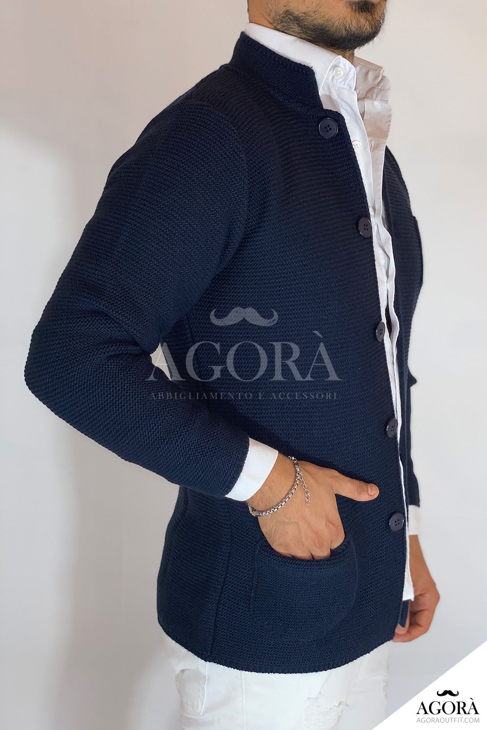 Seven · Cardigan coreano blu