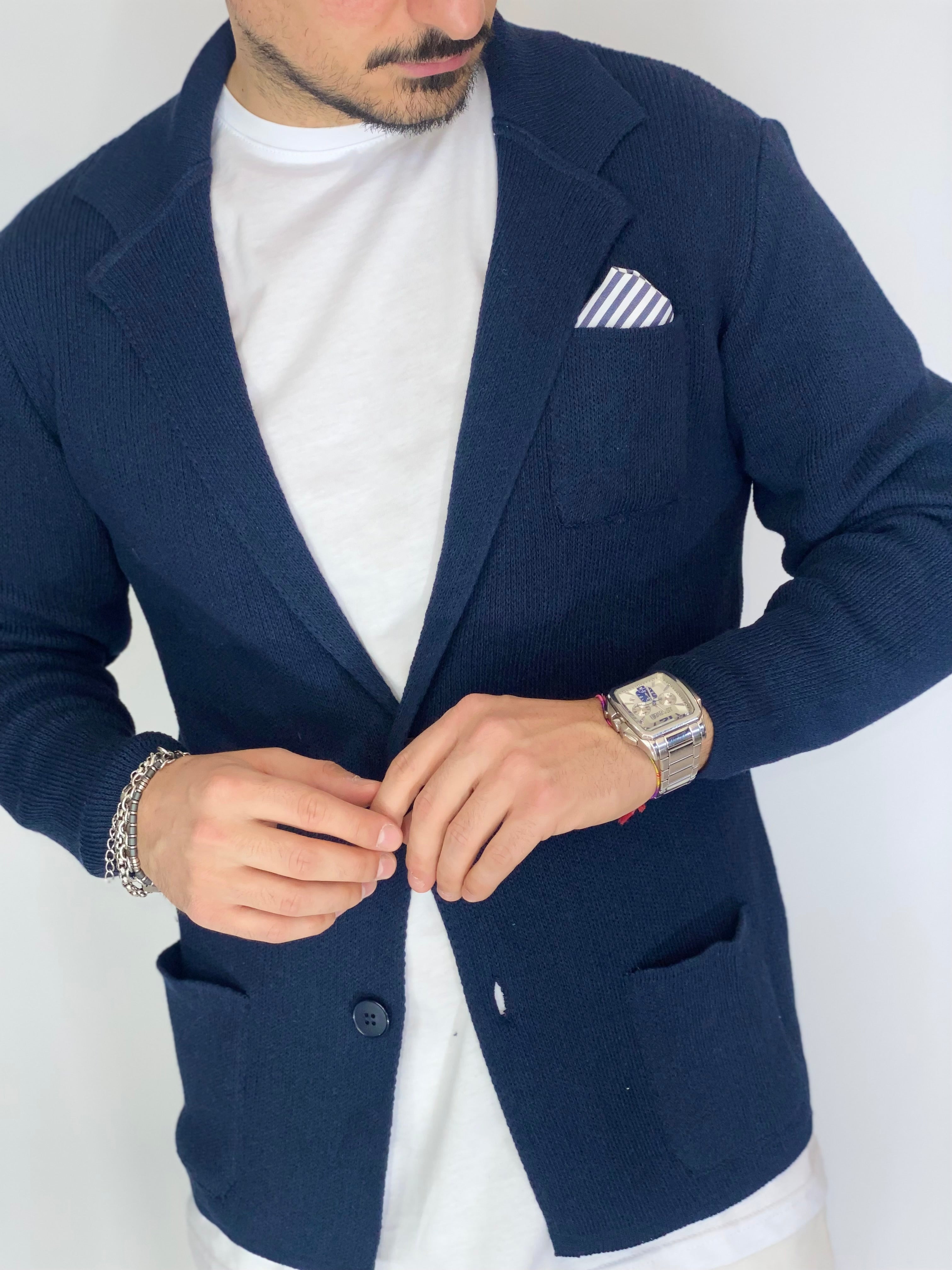 One · Cardigan giacca blu notte