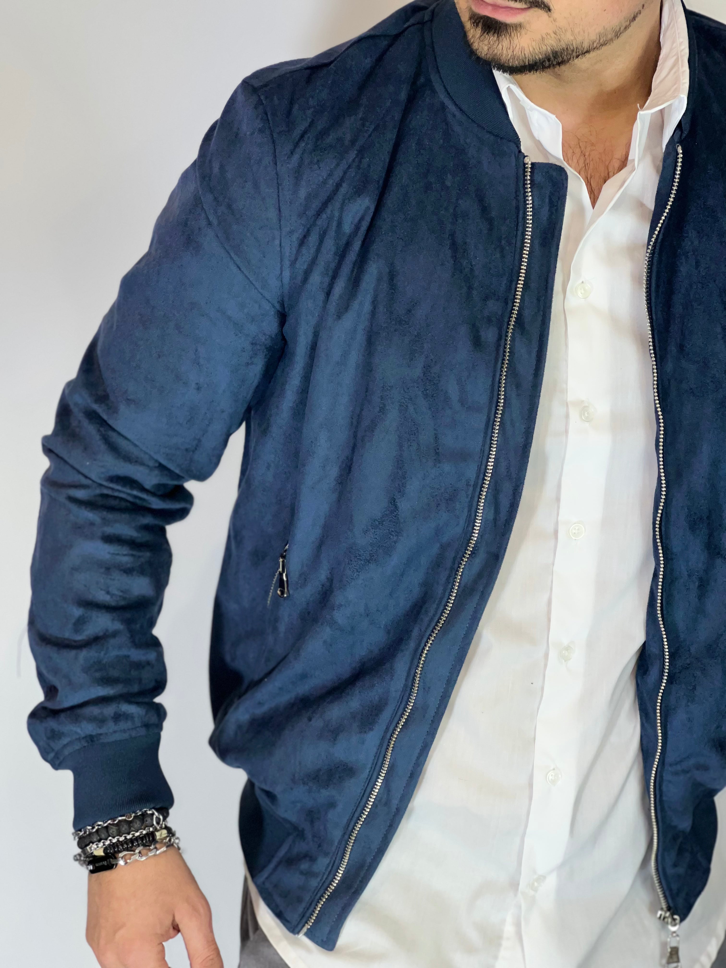 Giubbino eco-camoscio blu ZMG8153