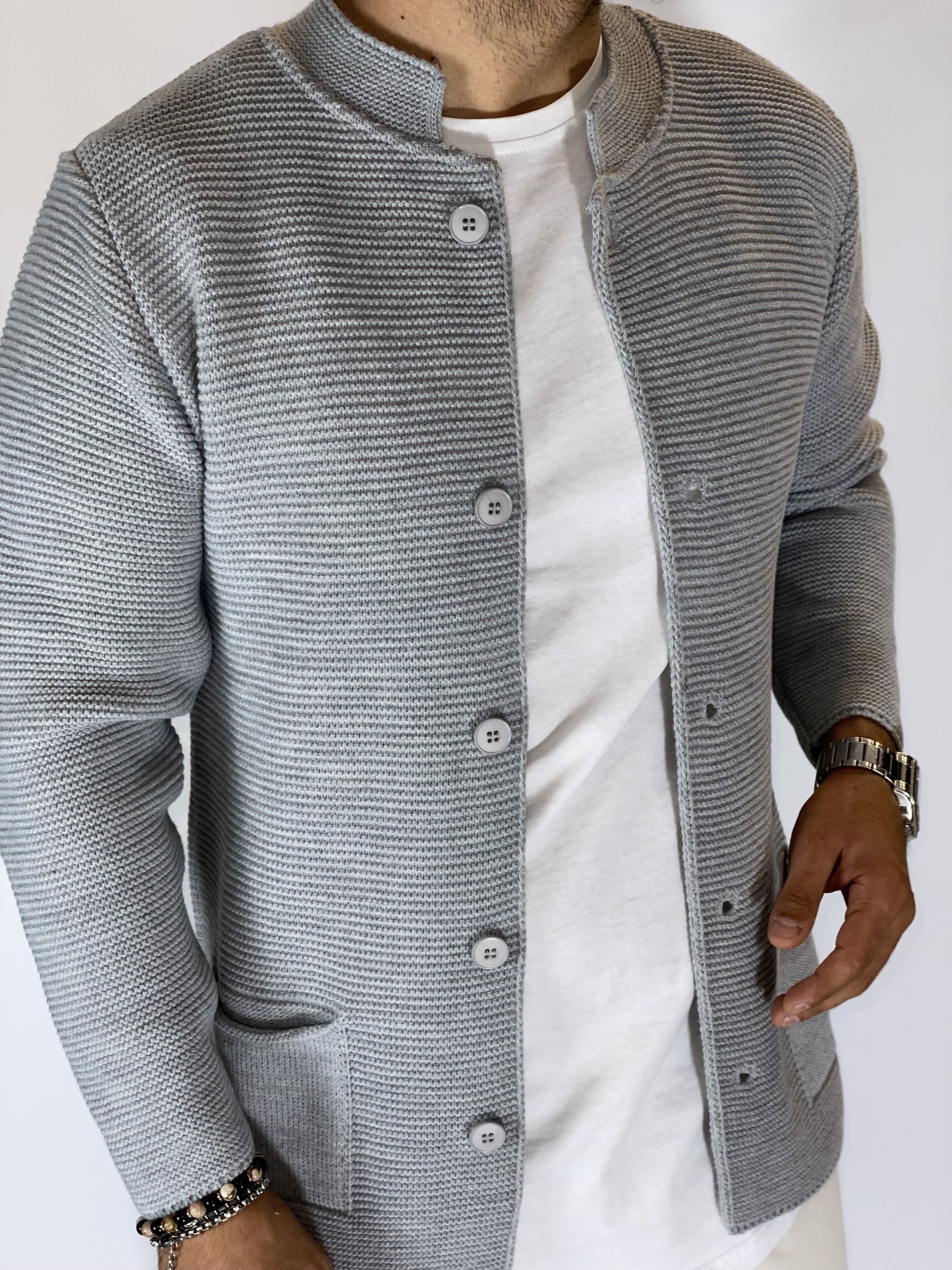 Seven · Cardigan coreano grigio