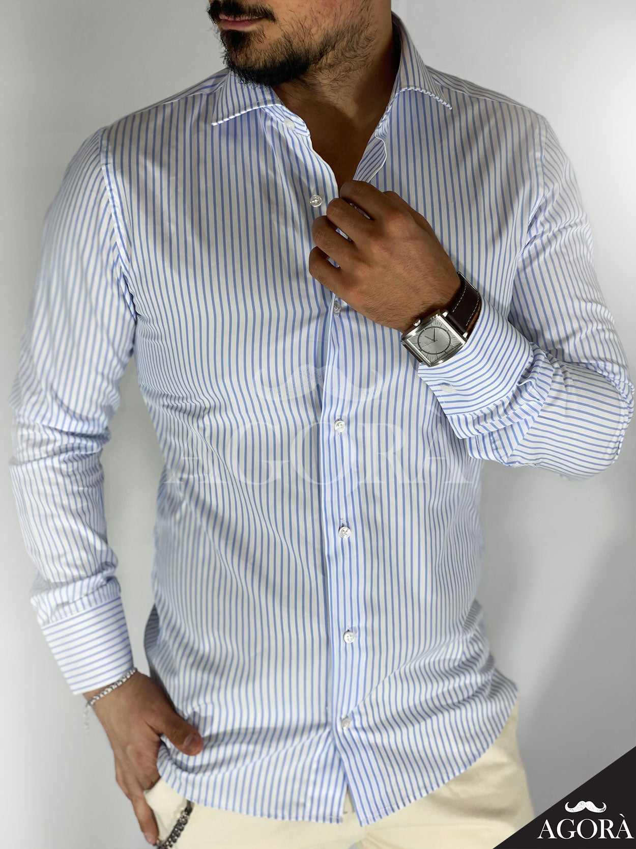 Camicia celeste STRIPED MIGLIACCIO