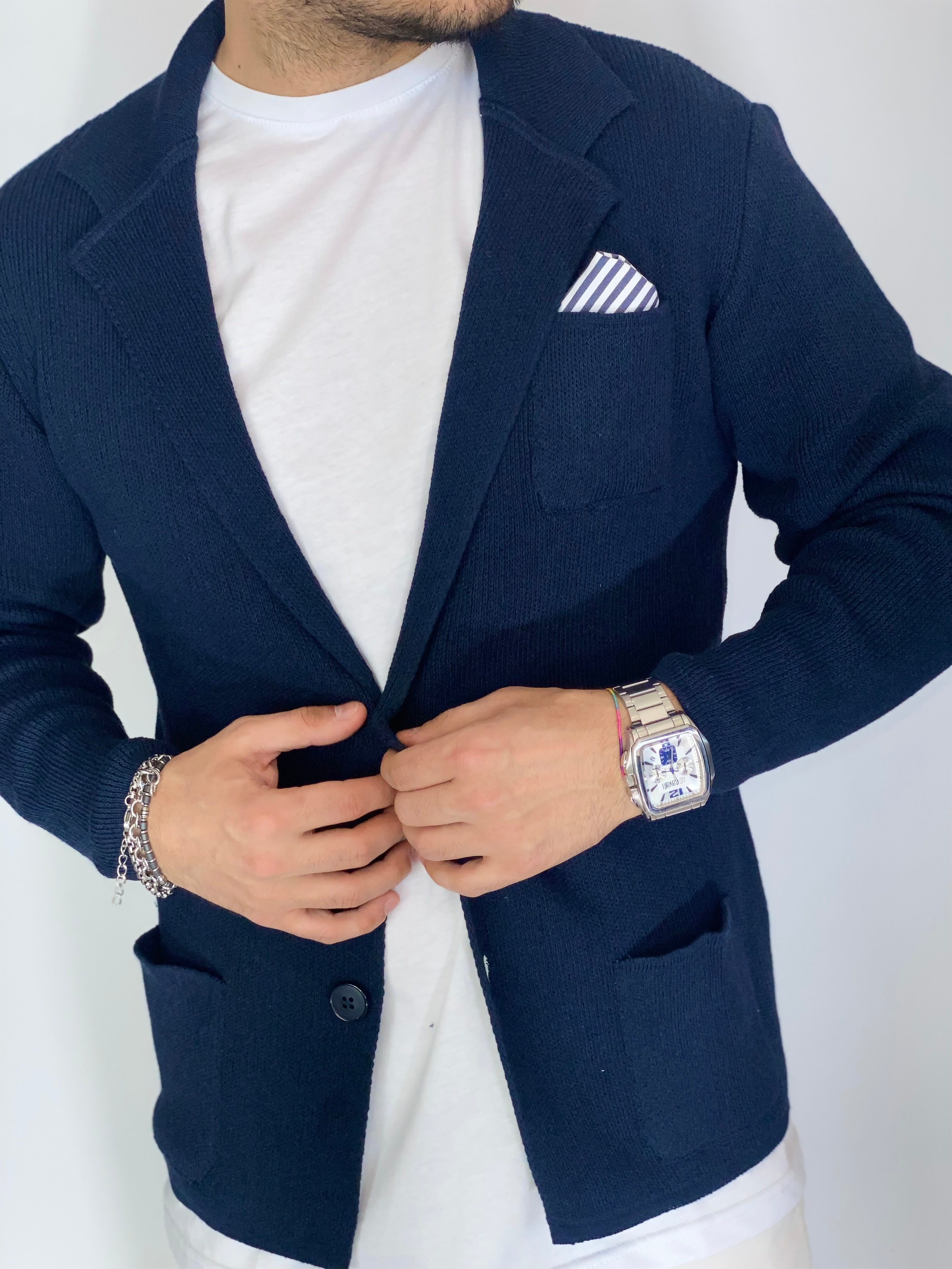 One · Cardigan giacca blu notte