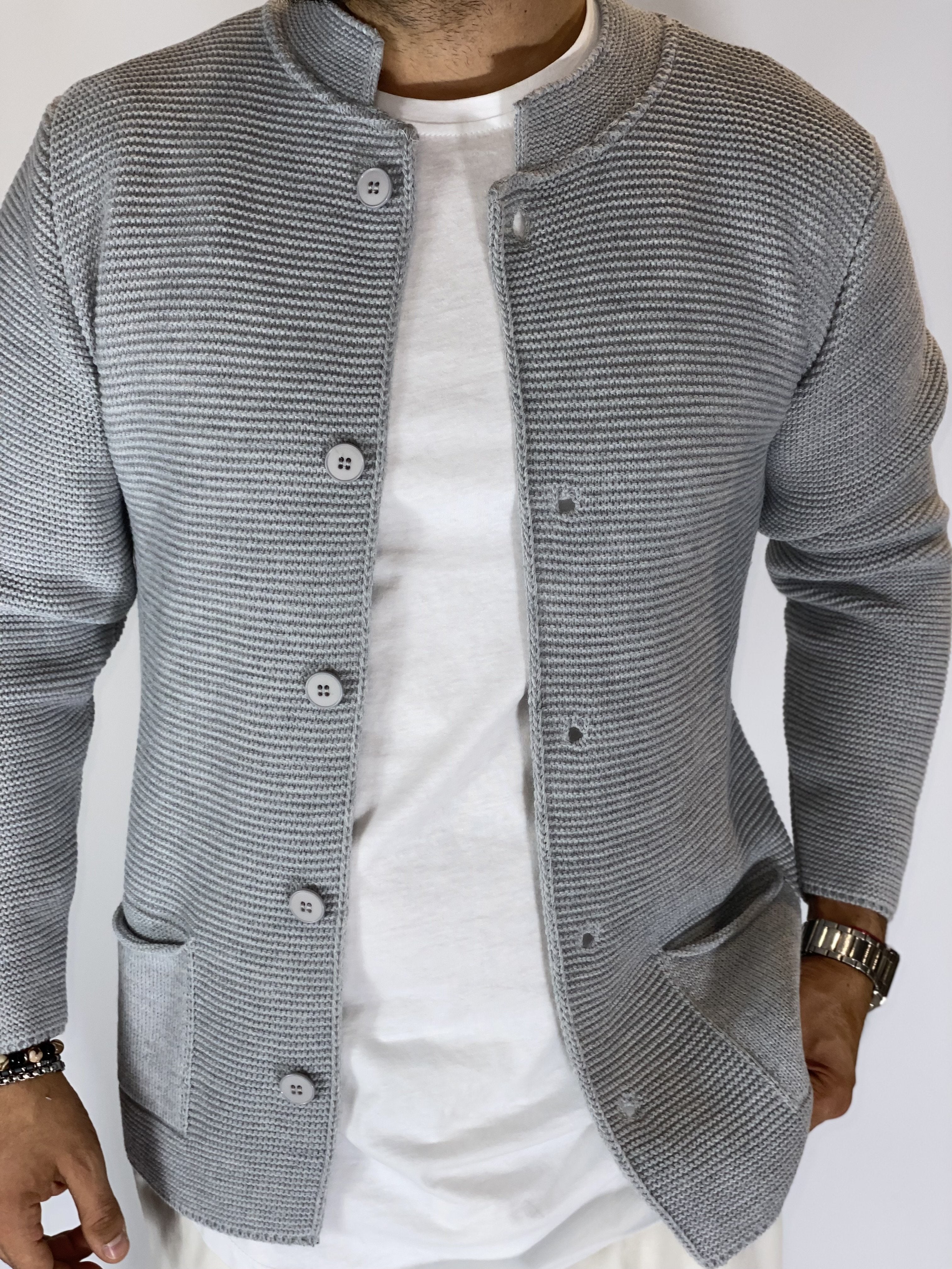 Seven · Cardigan coreano grigio