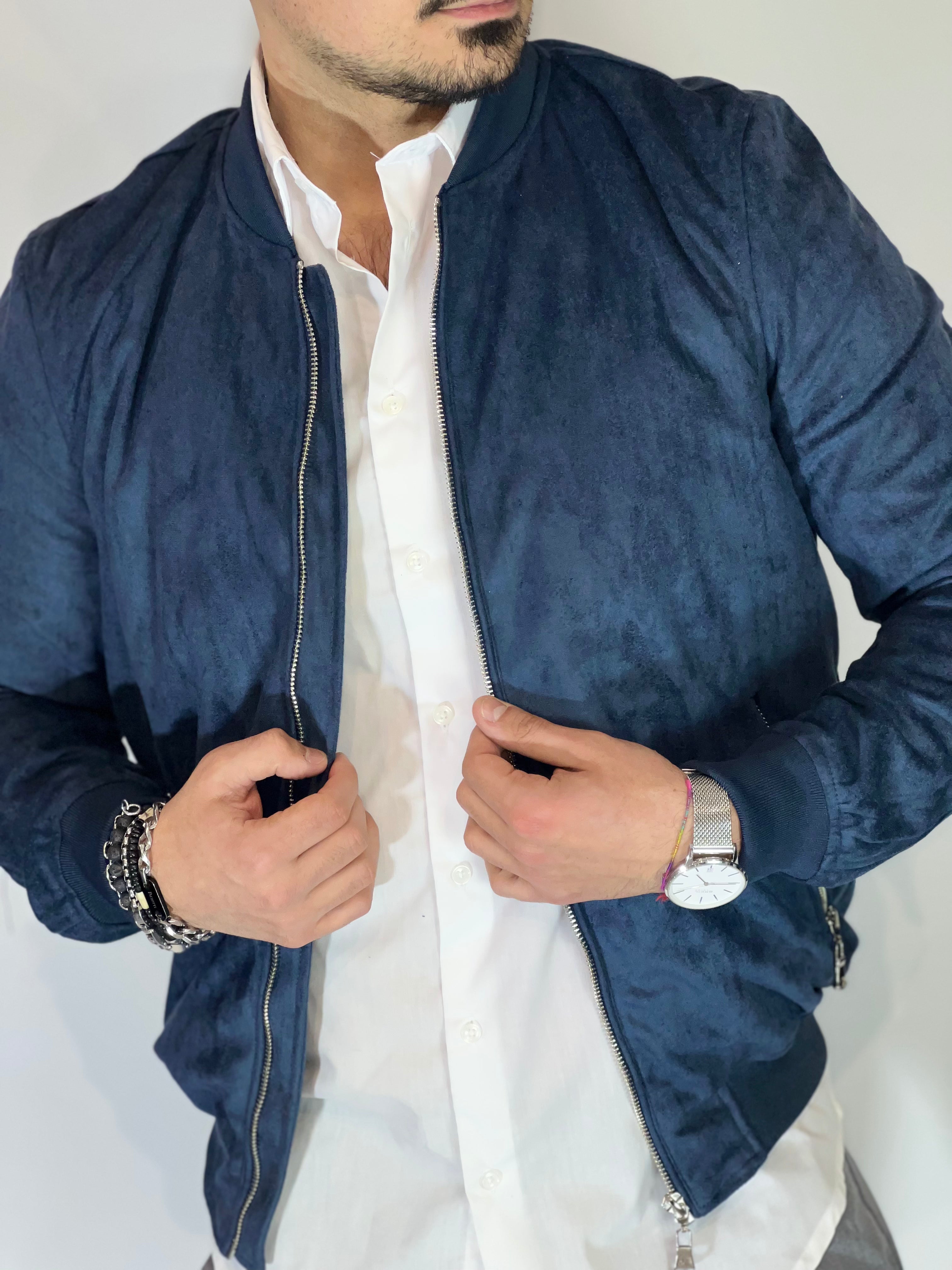 Giubbino eco-camoscio blu ZMG8153