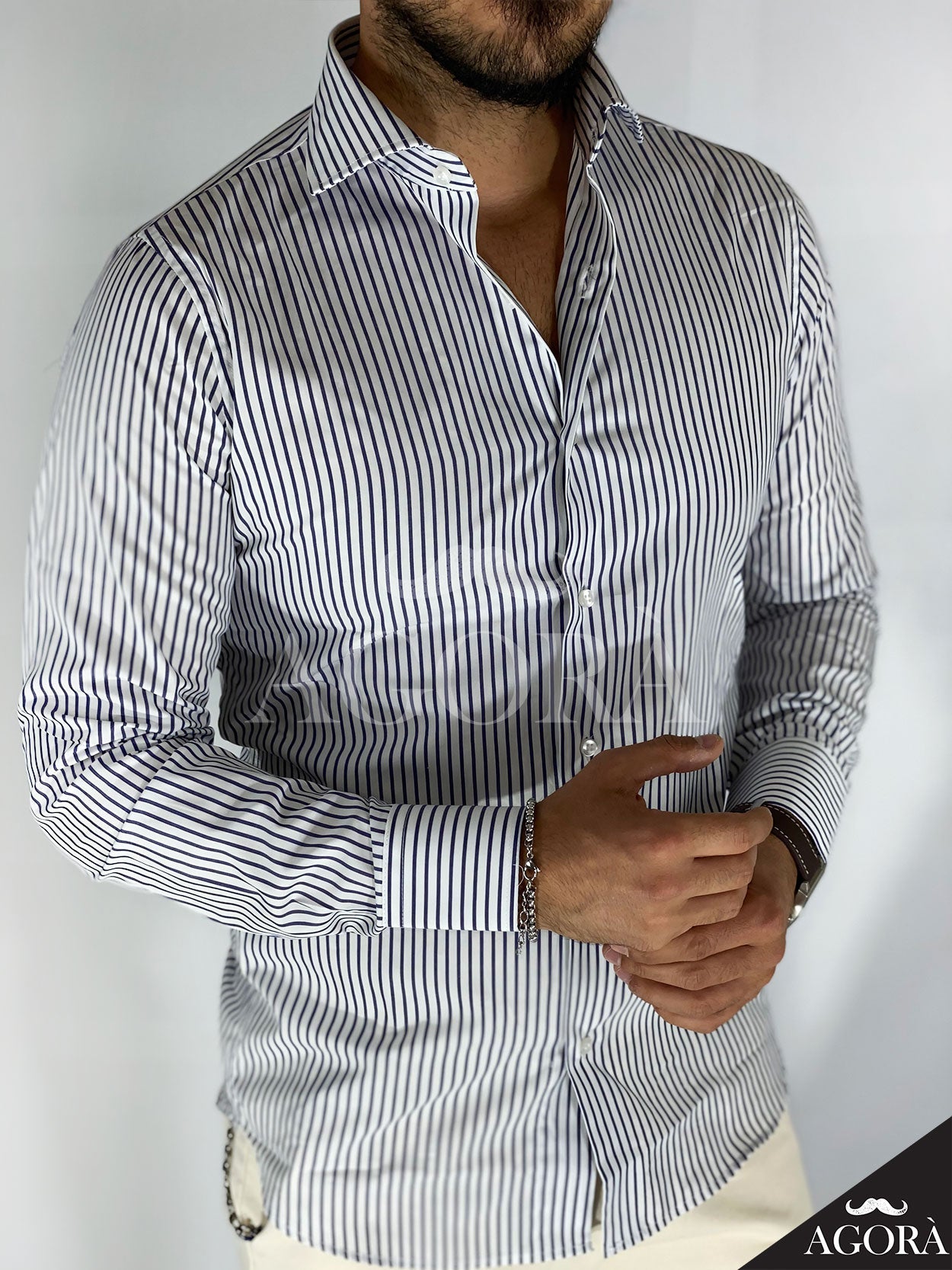 Pinstripe · Camicia blu migliaccio