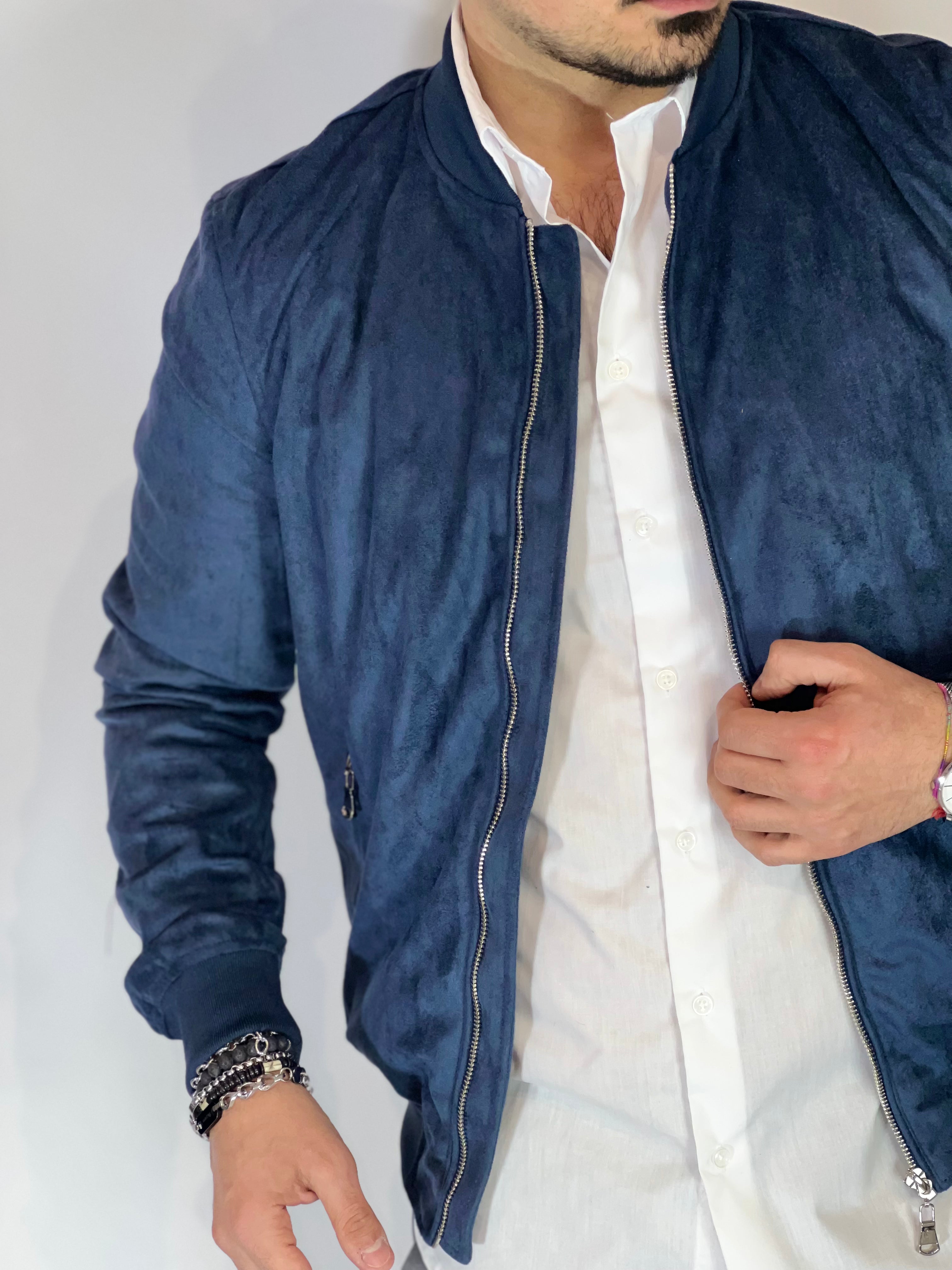 Giubbino eco-camoscio blu ZMG8153