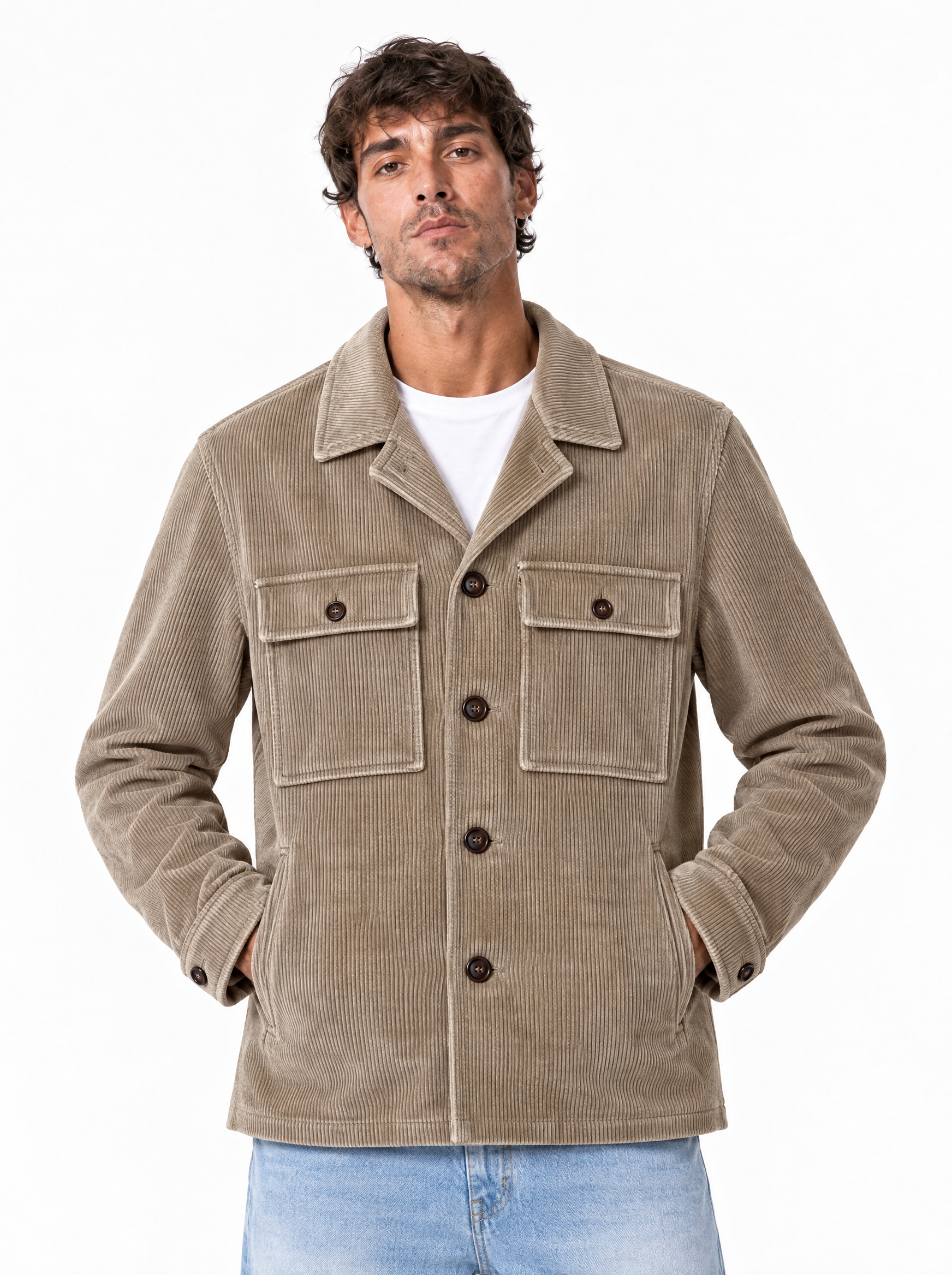 STIGE Giacca in velluto beige