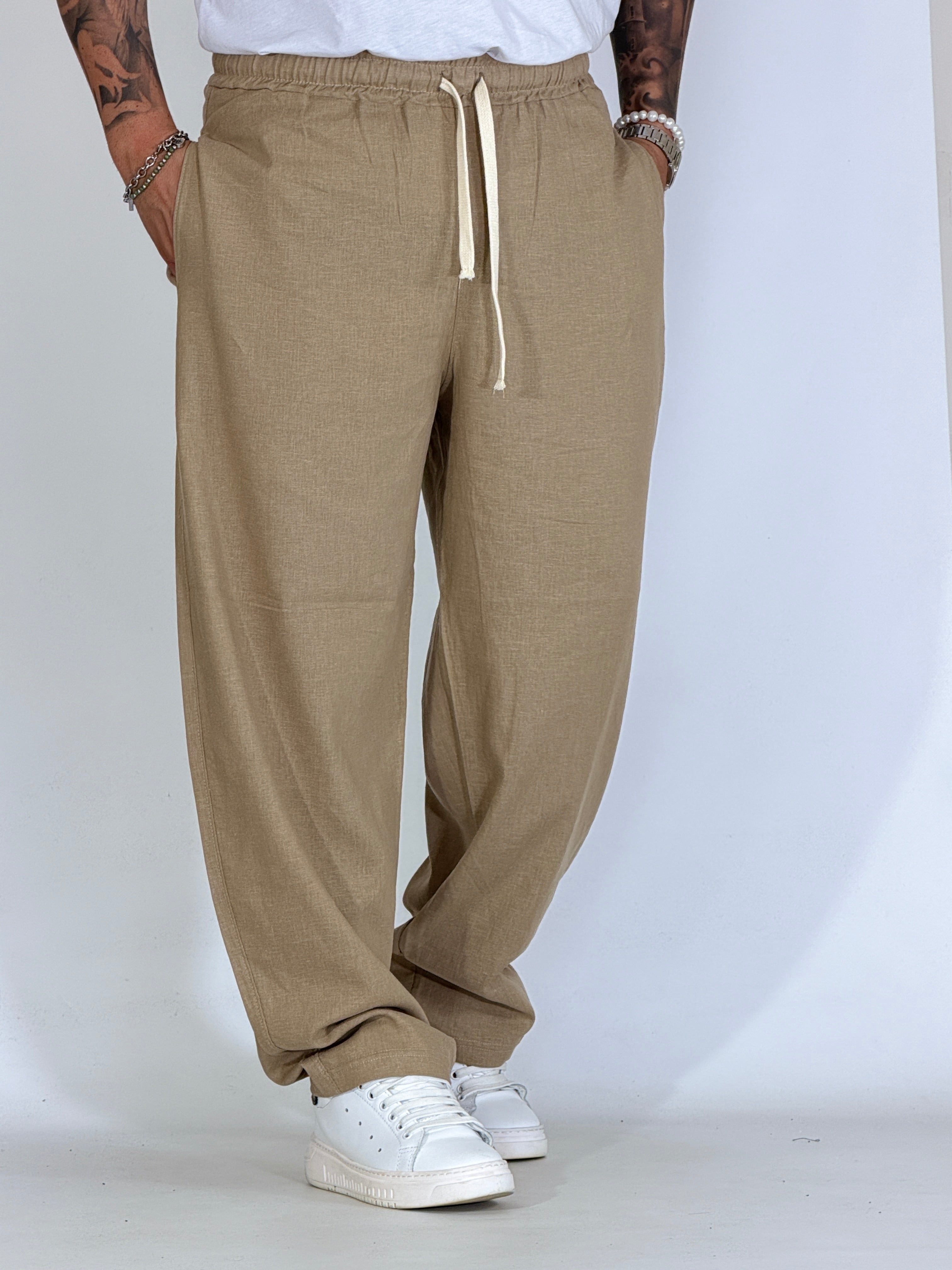 Pantalaccio in lino balloon beige KANTO