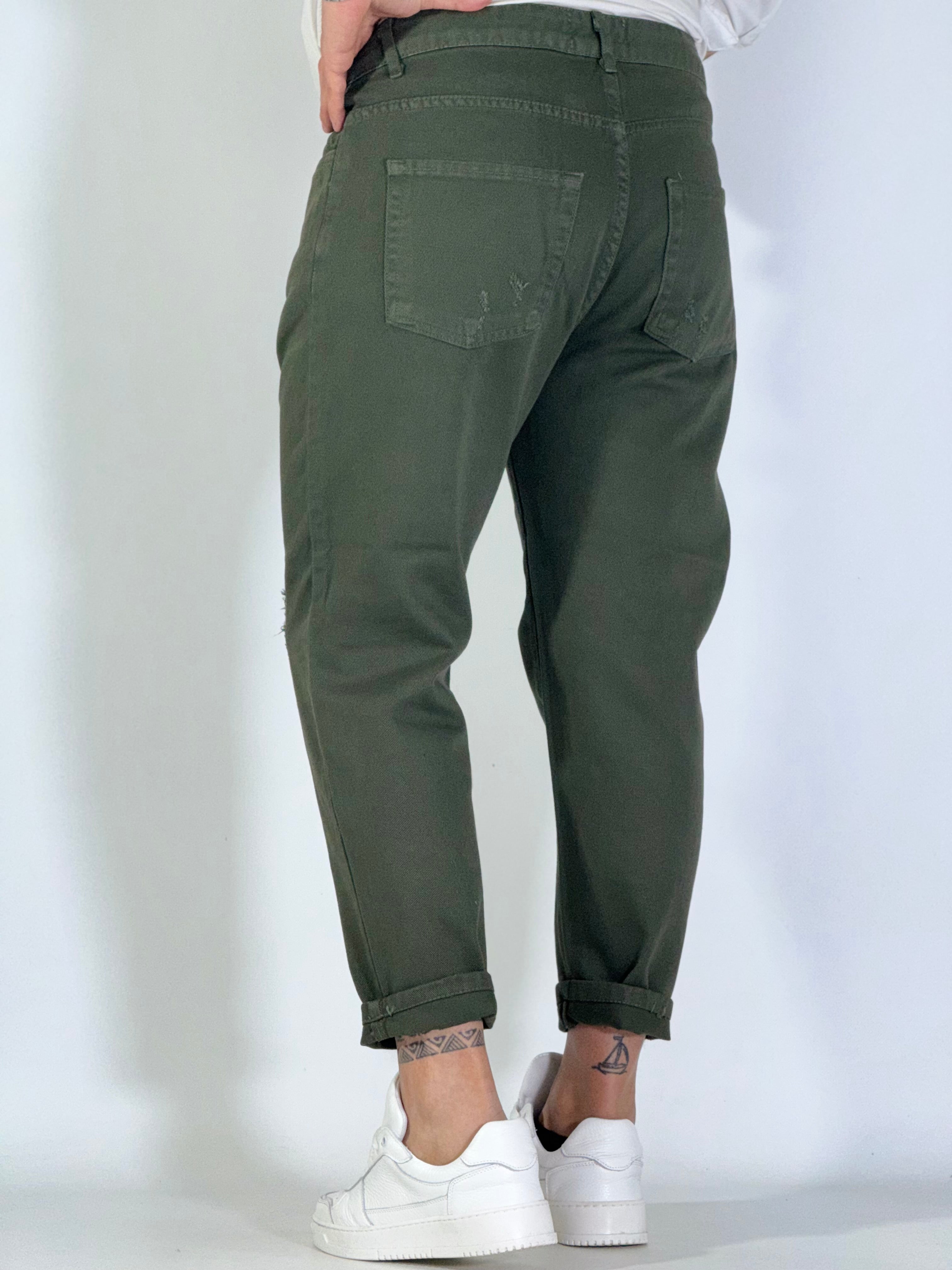 Pantalone loose fit verde CR2474