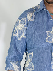 Camicia collo ricamata jeans MILOS