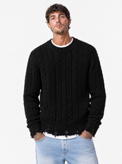POLI BRAID Girocollo a treccia nero
