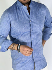 Camicia migliaccio Samuel lino COBALTO