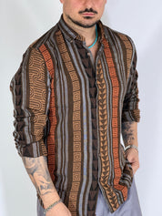 Camicia ricamata brown LIME