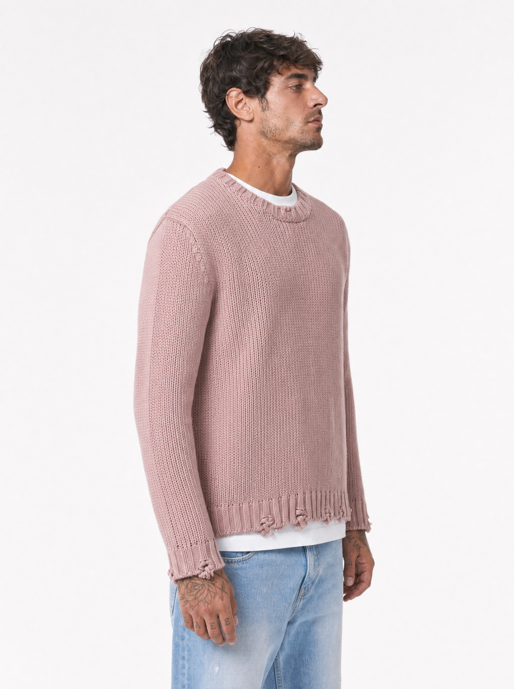 PIGNASECCA Girocollo con rotture rosa