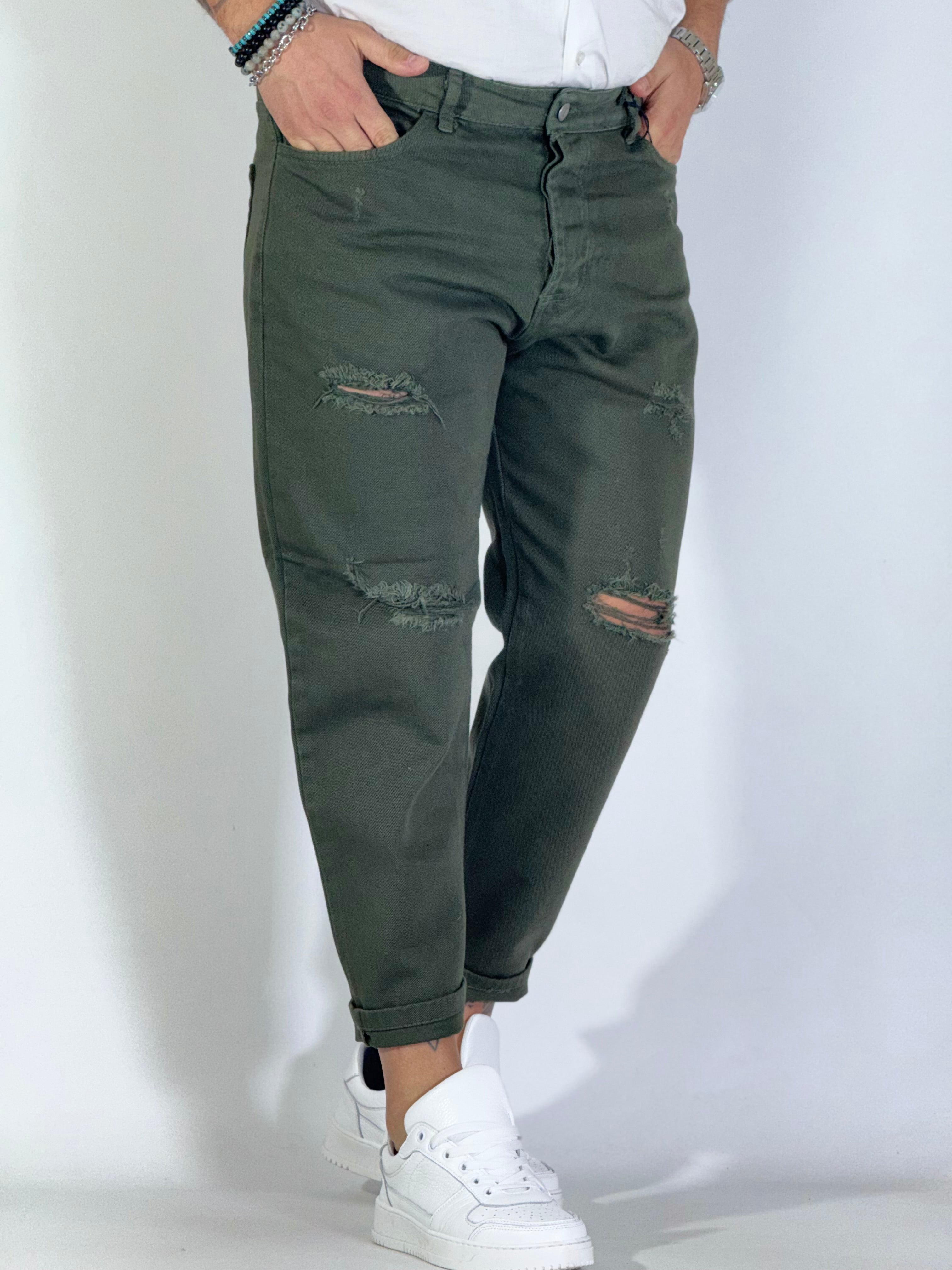 Pantalone loose fit verde CR2474