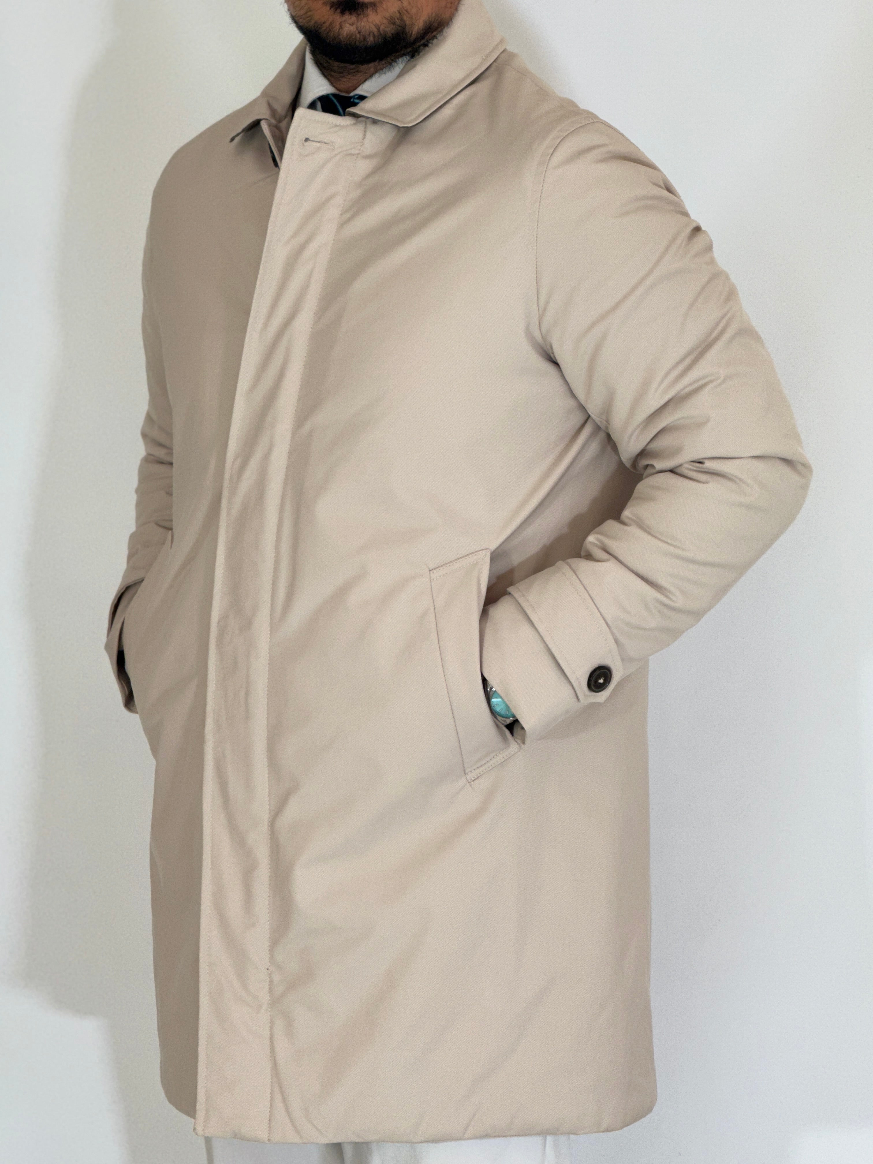 Trench tessuto diagonale imbottito burro RCS007WF