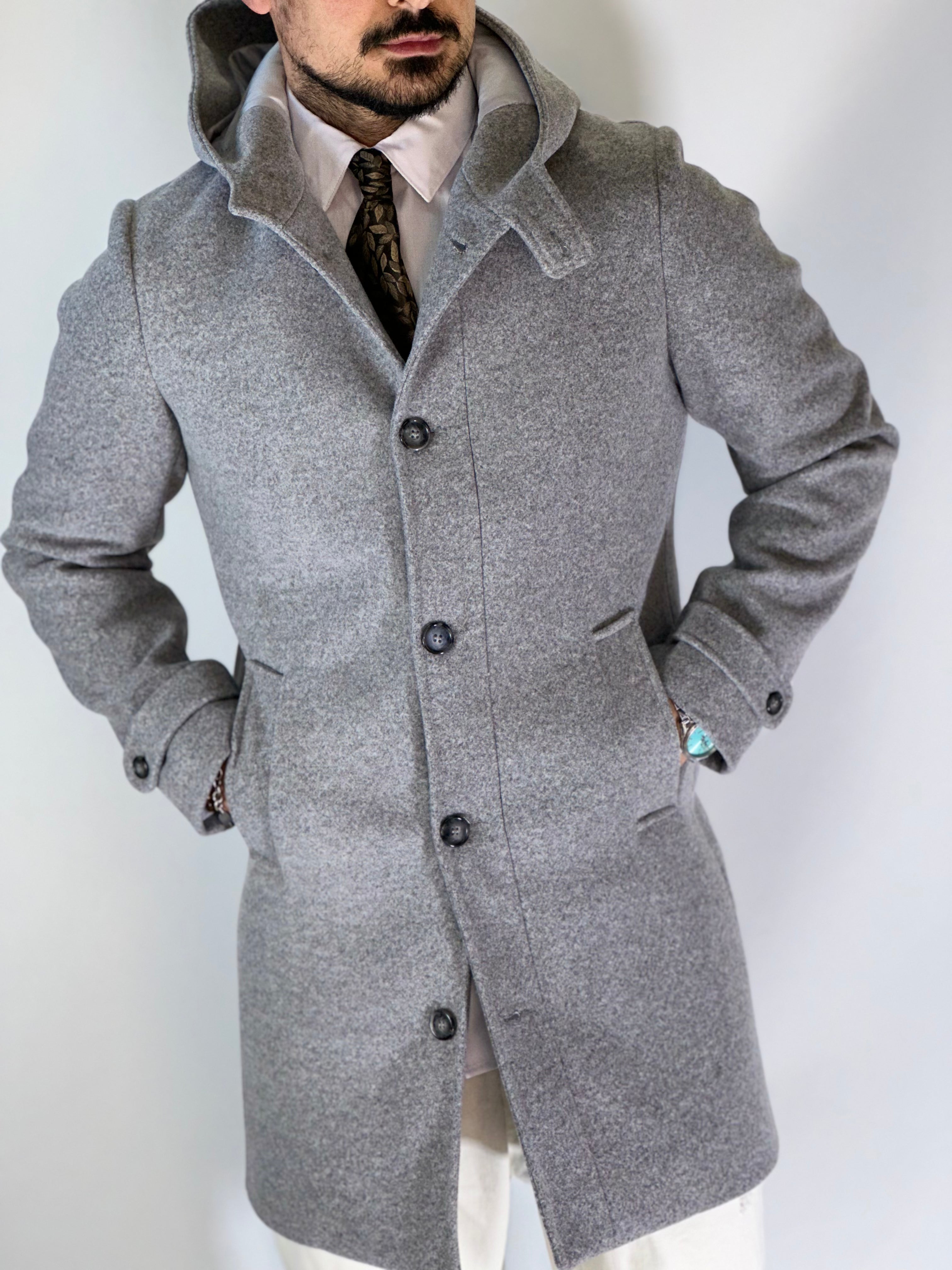 Cappotto cappuccio grigio SCO/07