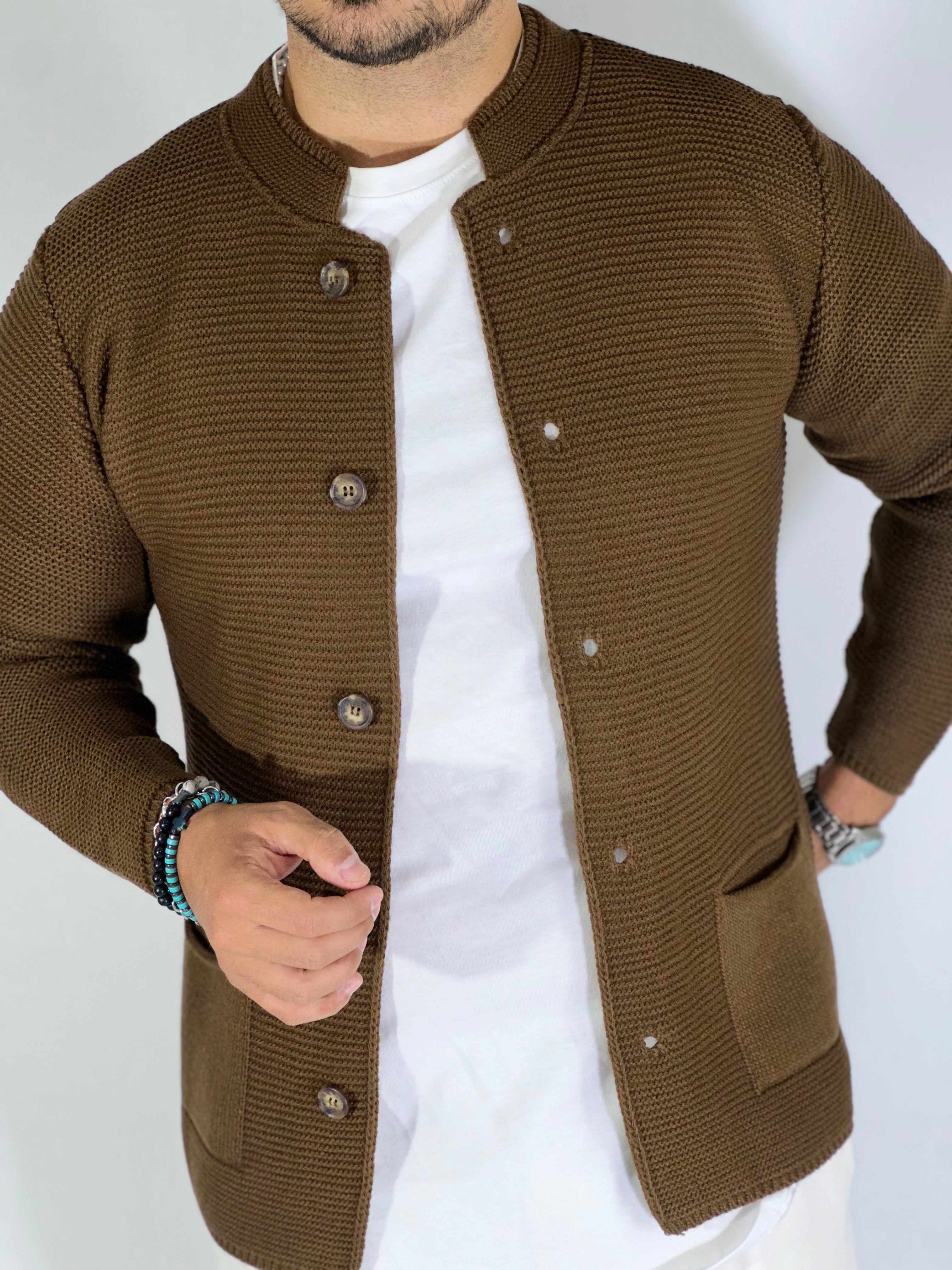 Seven · Cardigan coreano tabacco