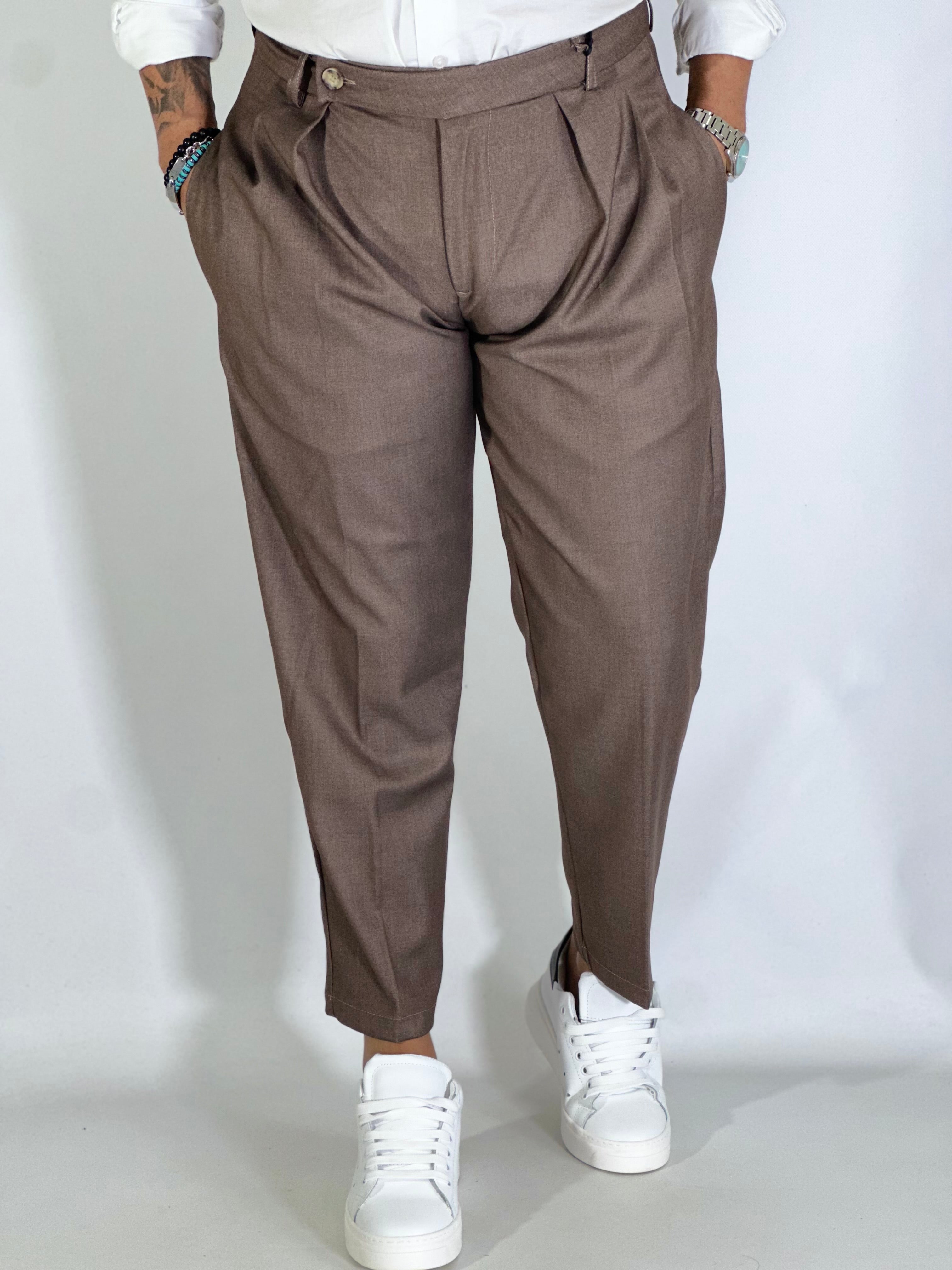 Pantalone elegante con pinces marrone GP2151