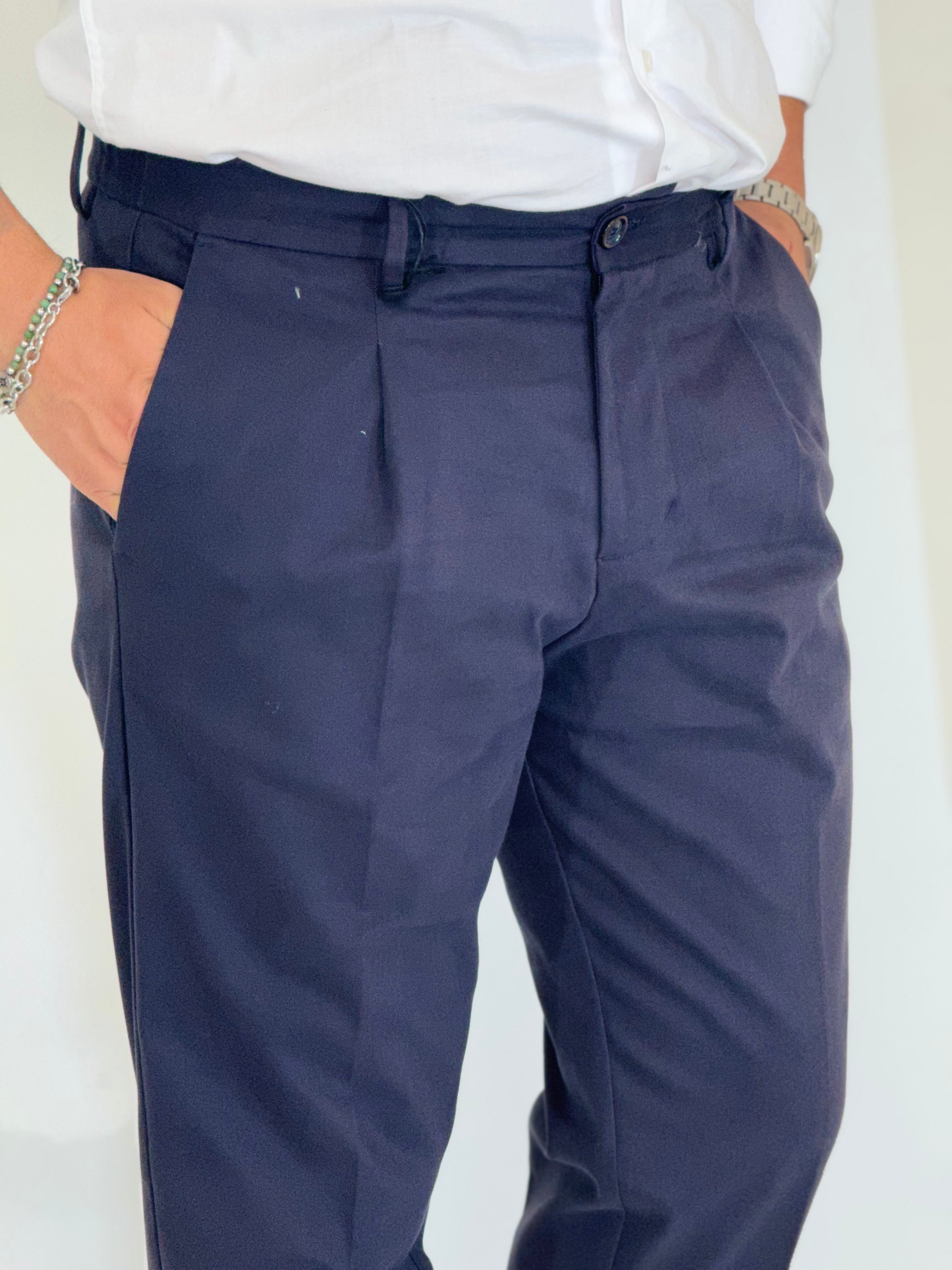 Pantalone slim tapared blu P26