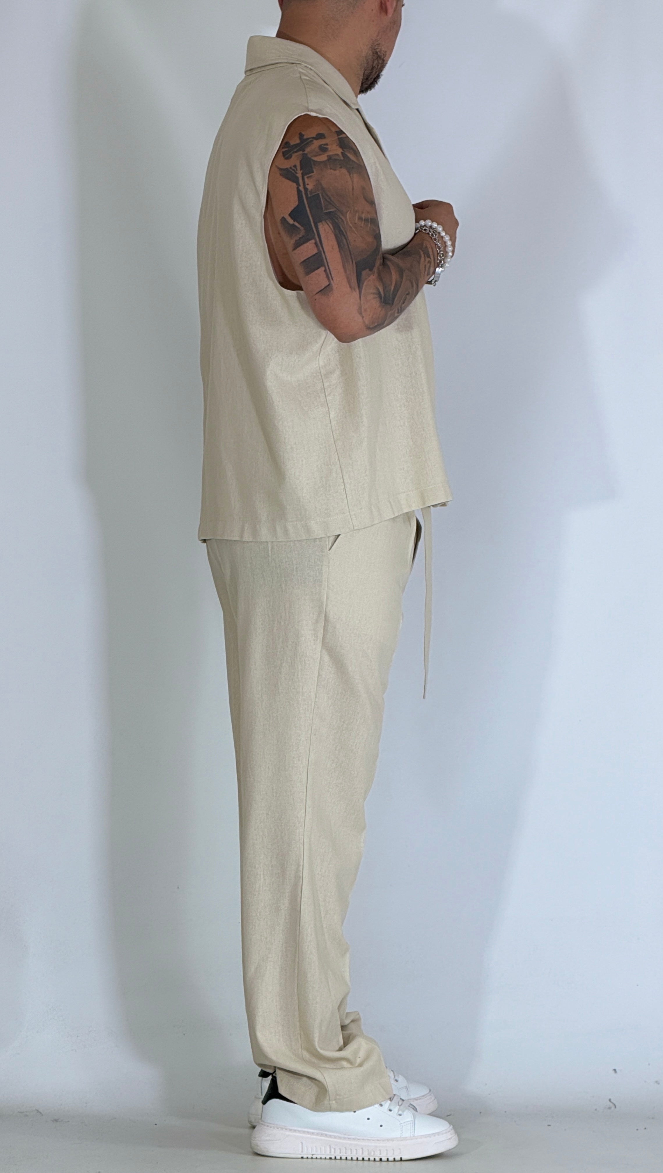 Coordinato misto lino beige 968