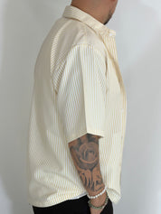 Camicia cropped rigata gialla CAM7758