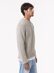 PIGNASECCA Girocollo con rotture beige