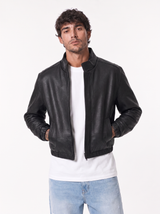 Giubbino imbottito eco-pelle nero 886139