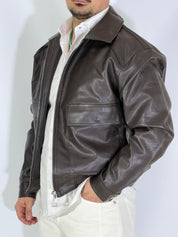 Giubbino marrone eco-pelle 8926
