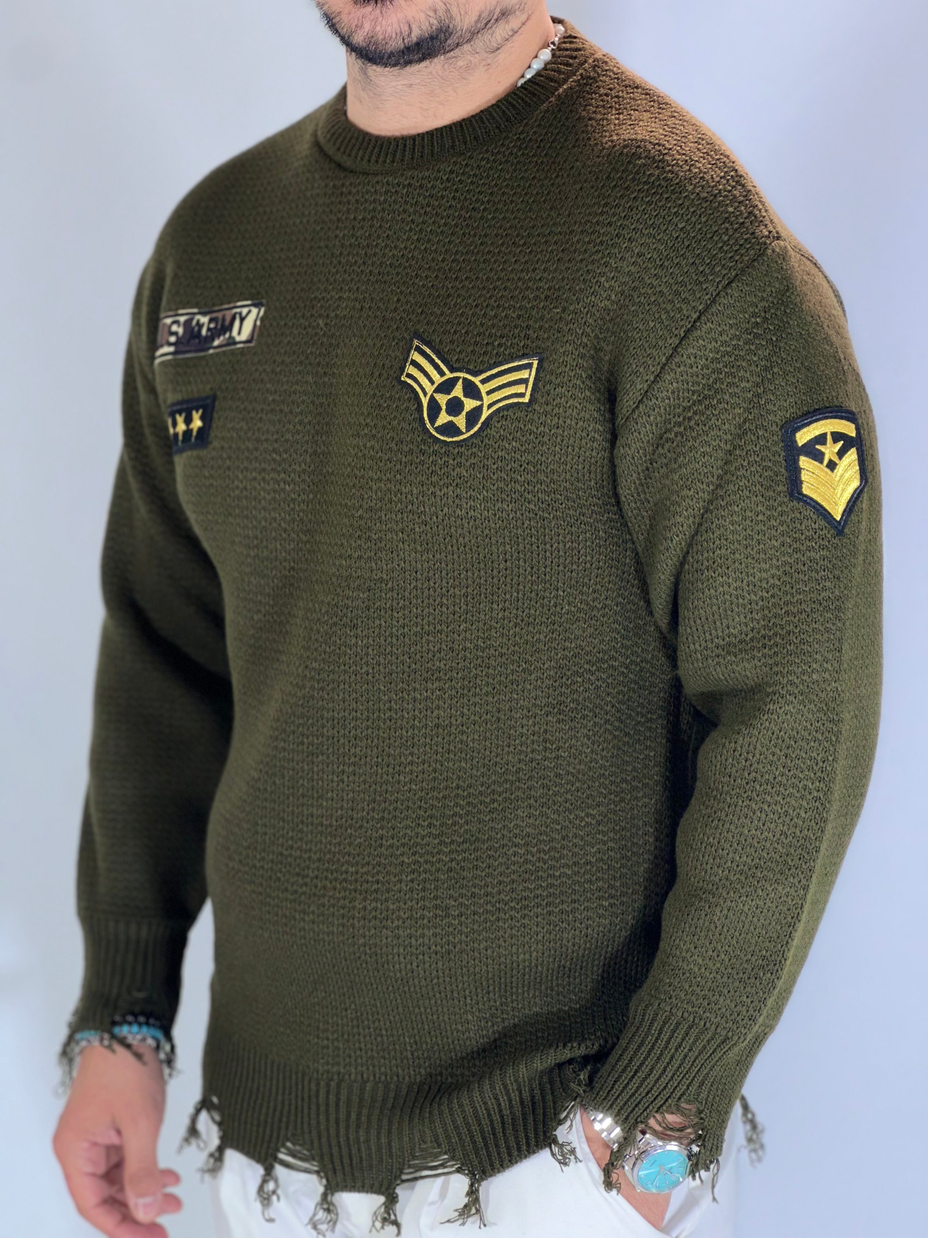 Girocollo military patch verde SER196