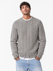 POLI BRAID Girocollo a treccia grigio