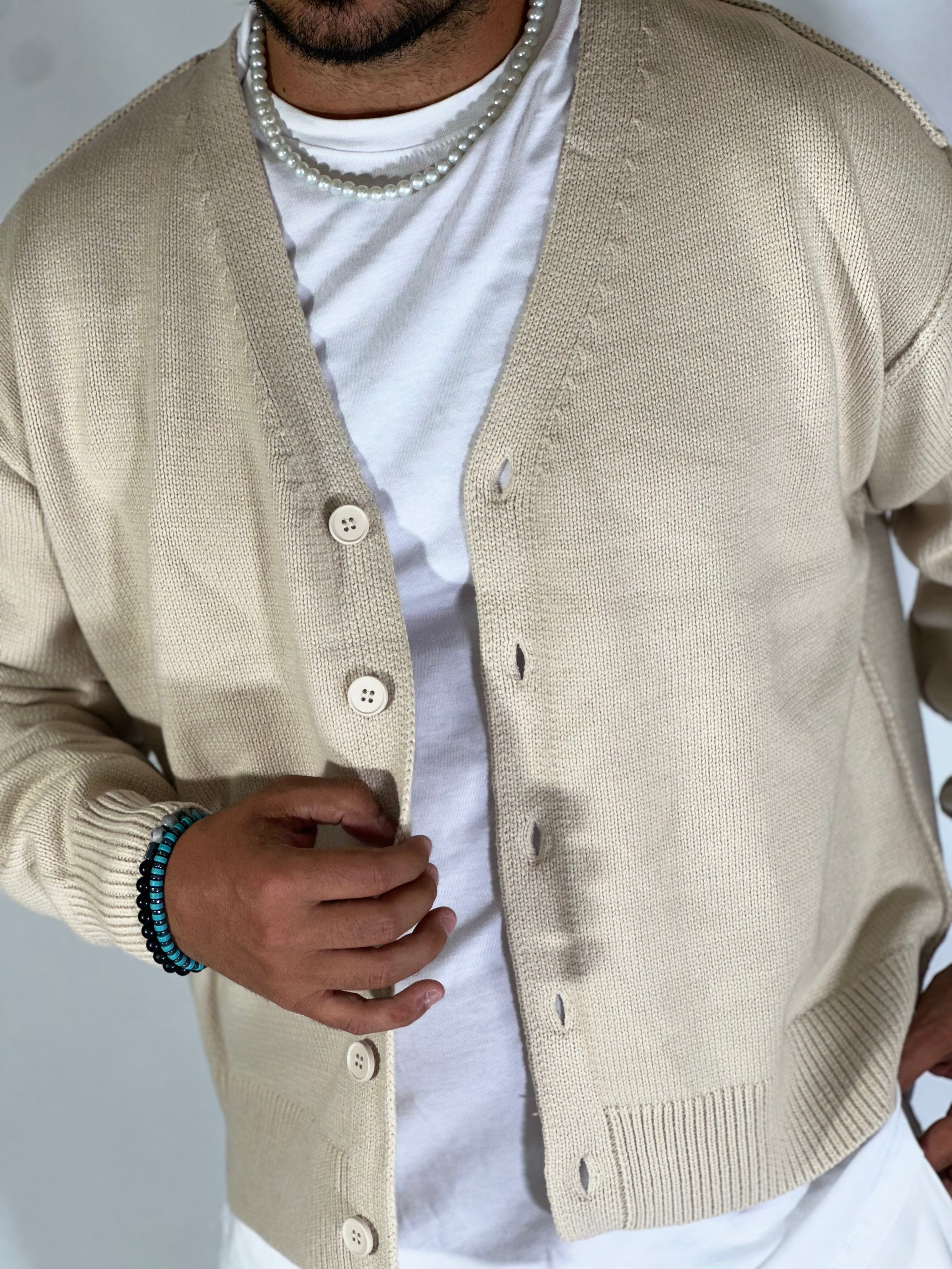 Cardigan over spalla scesa apricot W86025