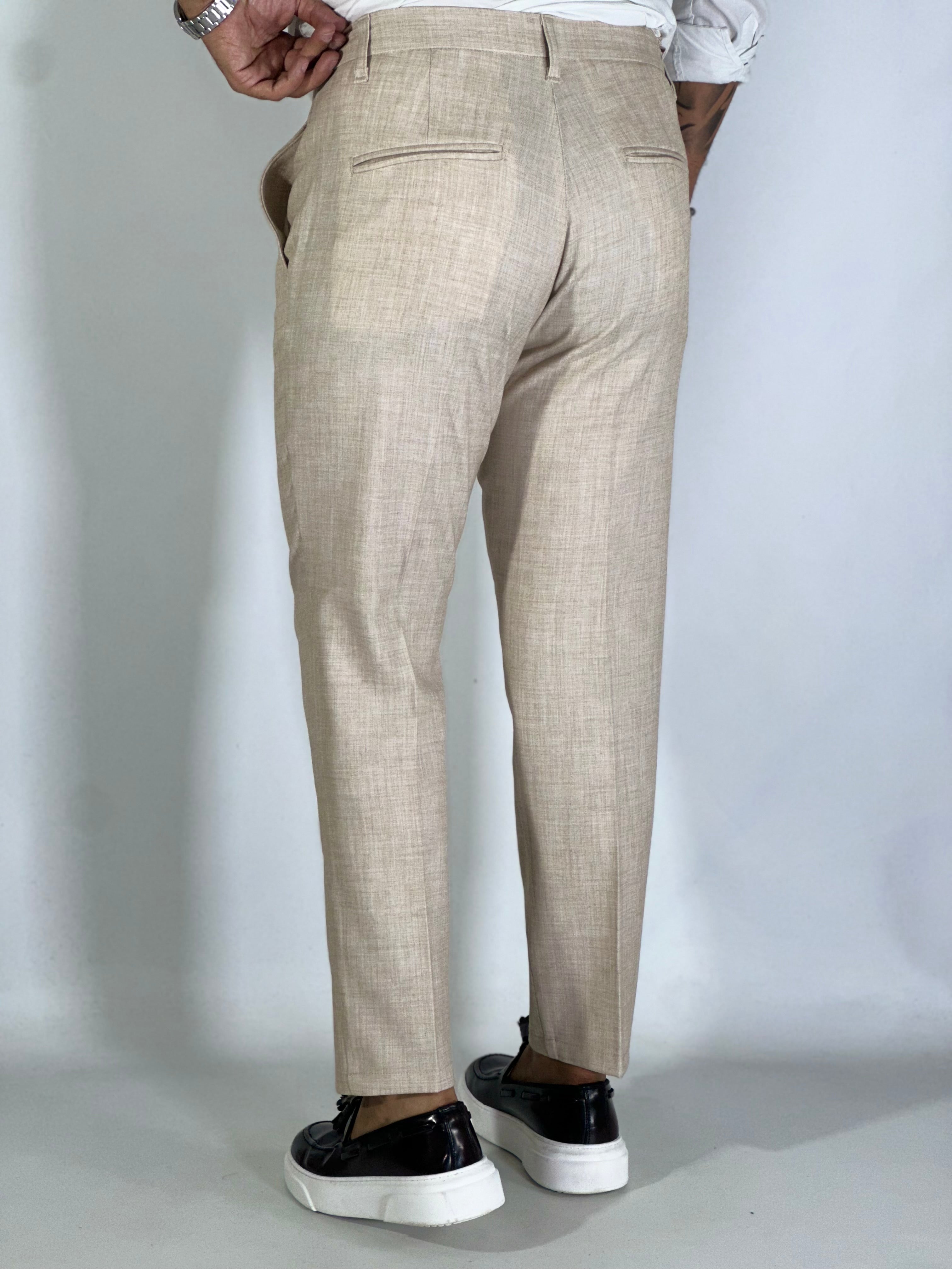 Pantalone elegante beige fiammato ELVIS migliaccio