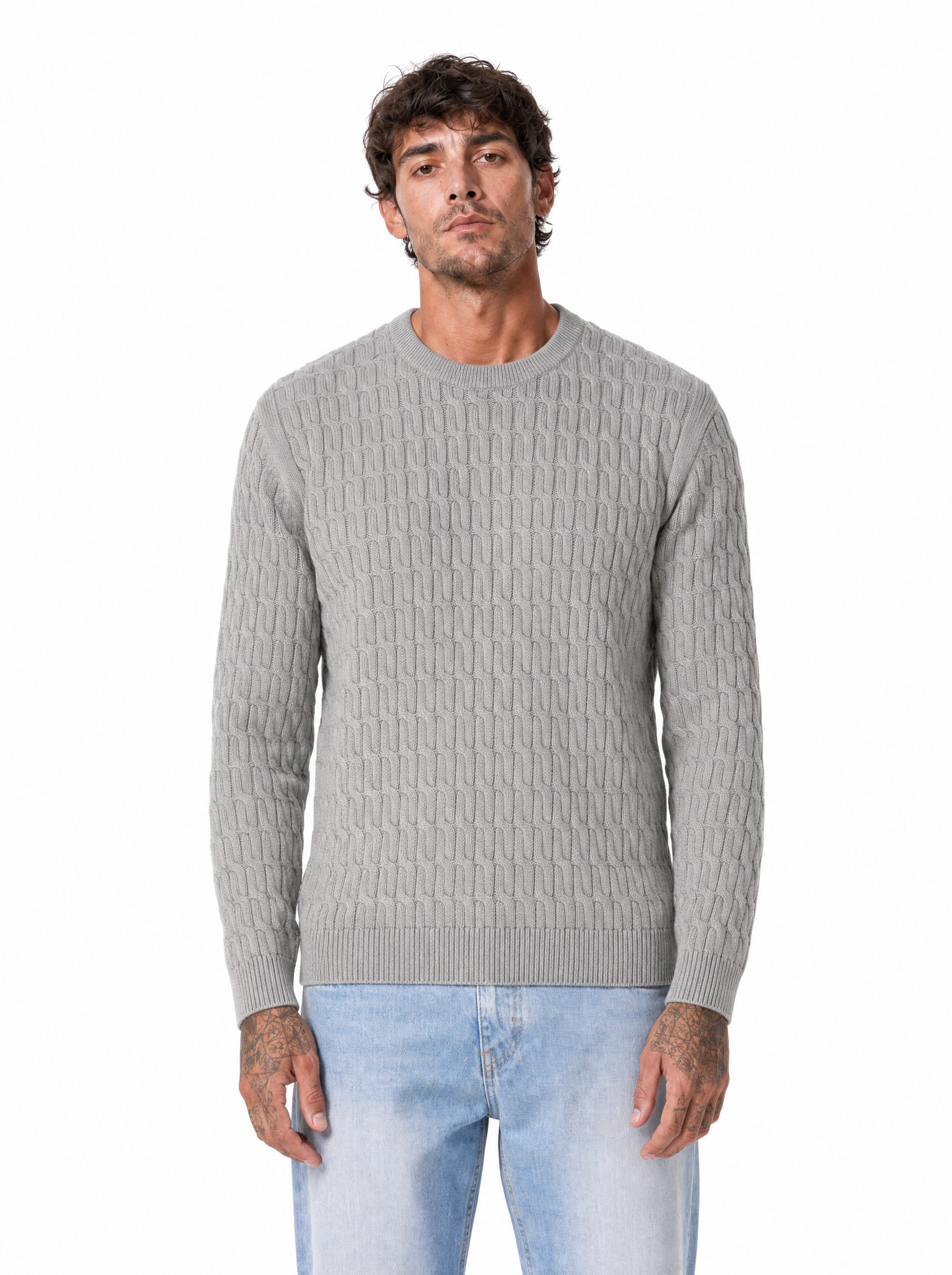 CARRUBE girocollo trecce toppe beige