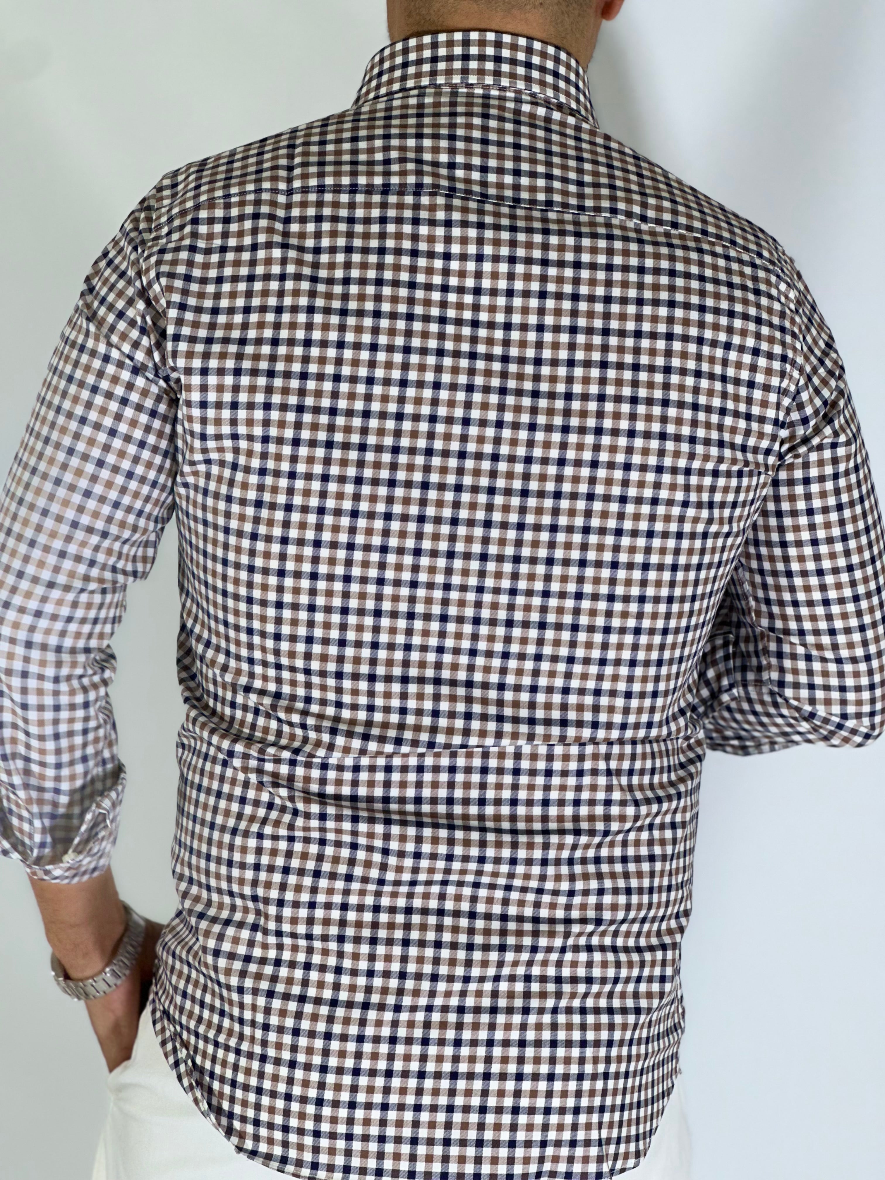 Camicia MIGLIACCIO blu/cammello EVEREST