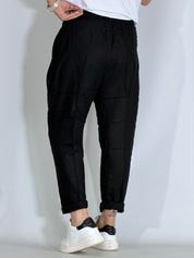 Nomad lino · Pantalone carrot con pince nero