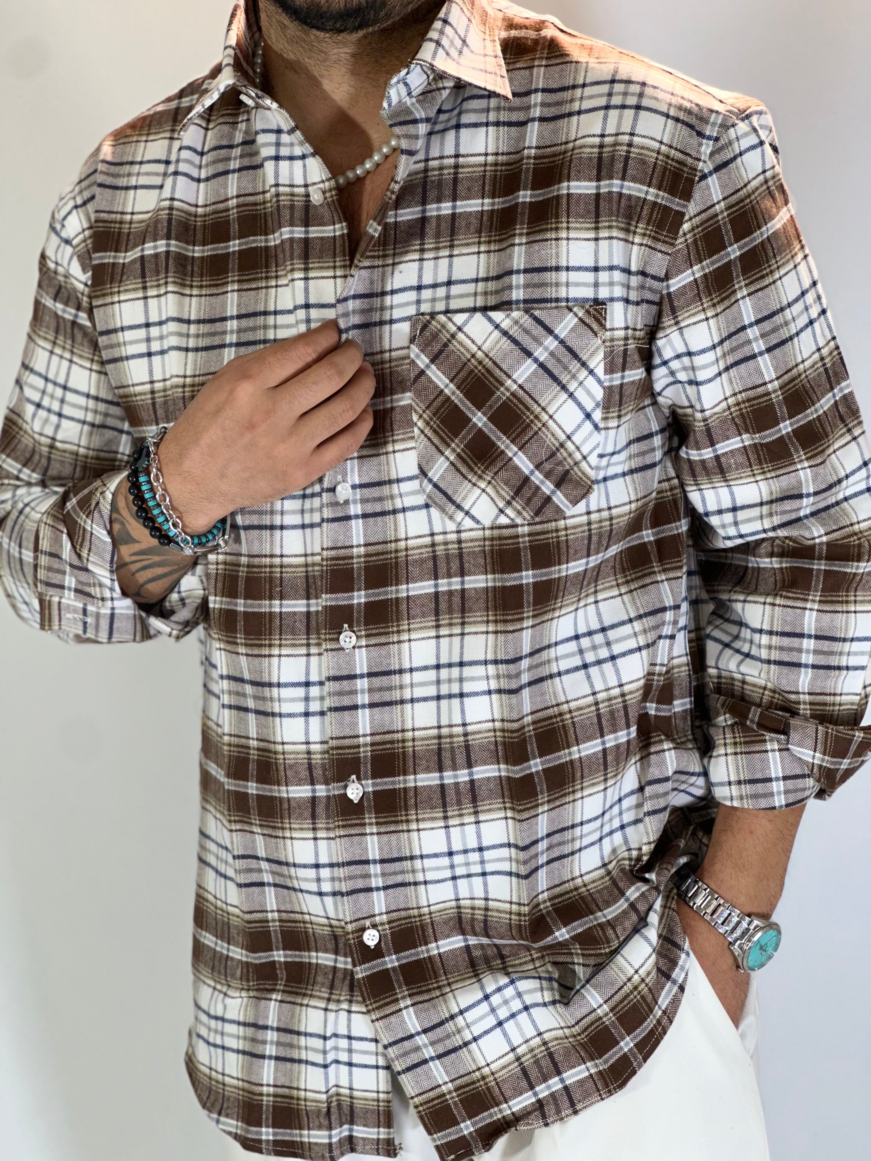 Camicia over flanella marrone DOLOMITI