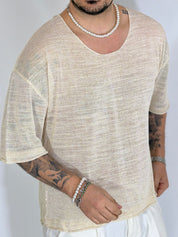 T- shirt scollata beige SHIBUYA