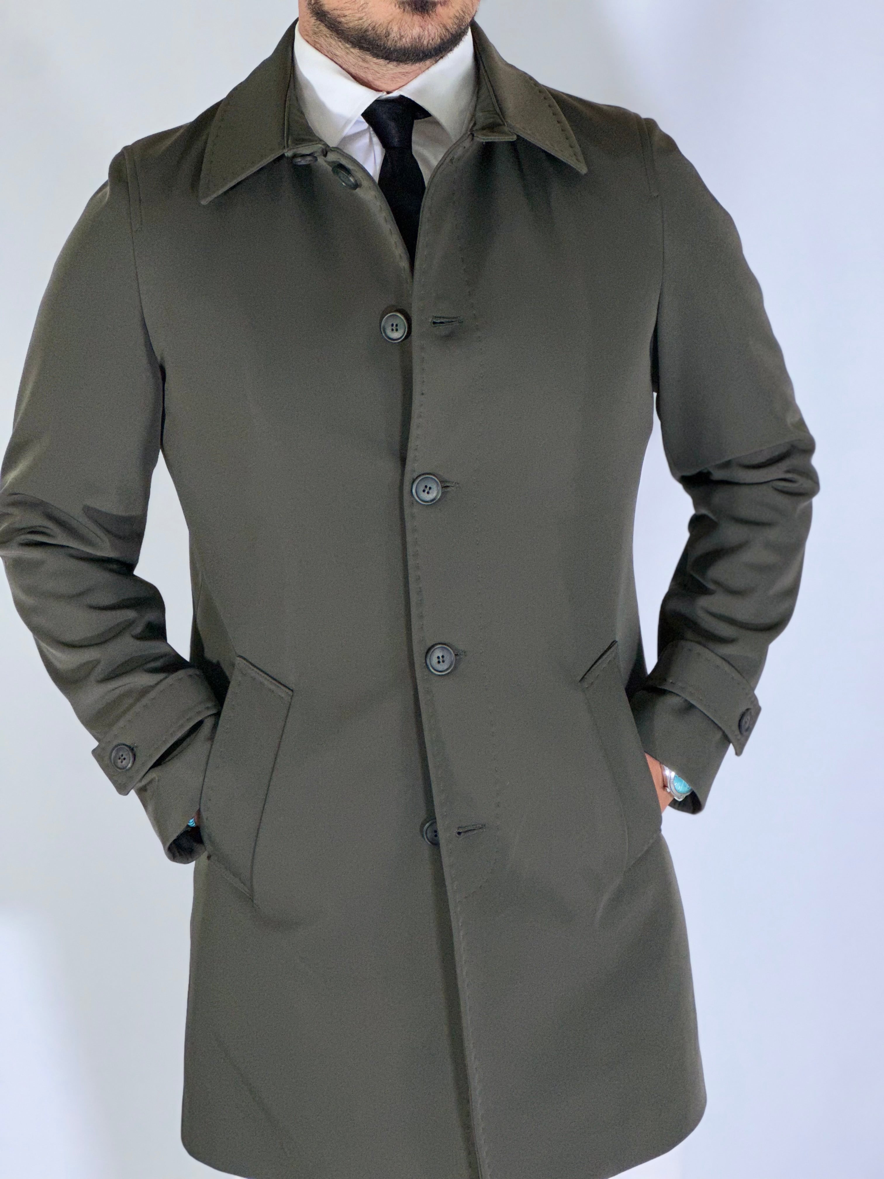 Trench elegant imbottito verde RABARBARO MARCO NILS