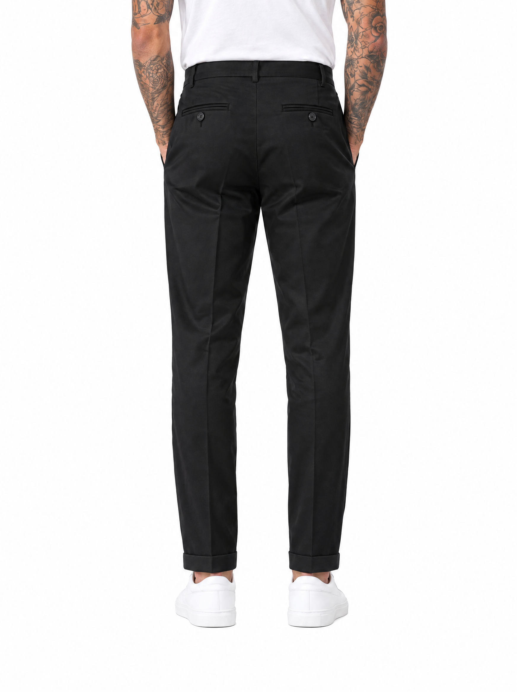 EXPLORER Pantalone vita alta con fibbie nero