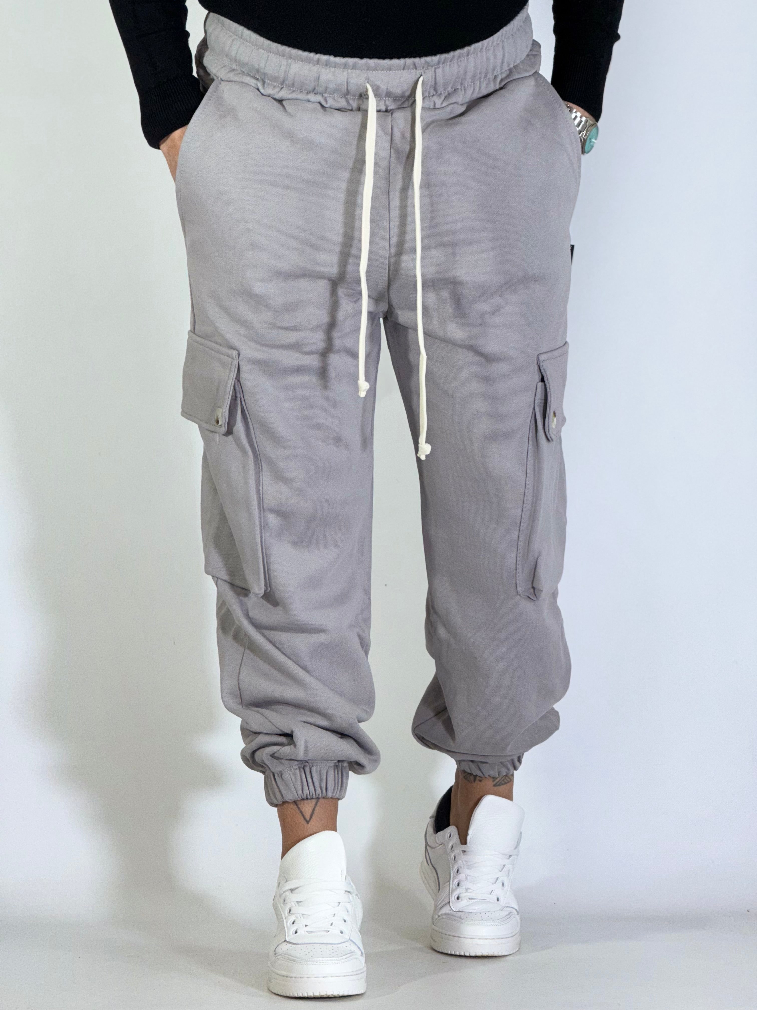 Pantalone tuta estivo cargo grigio DC017301