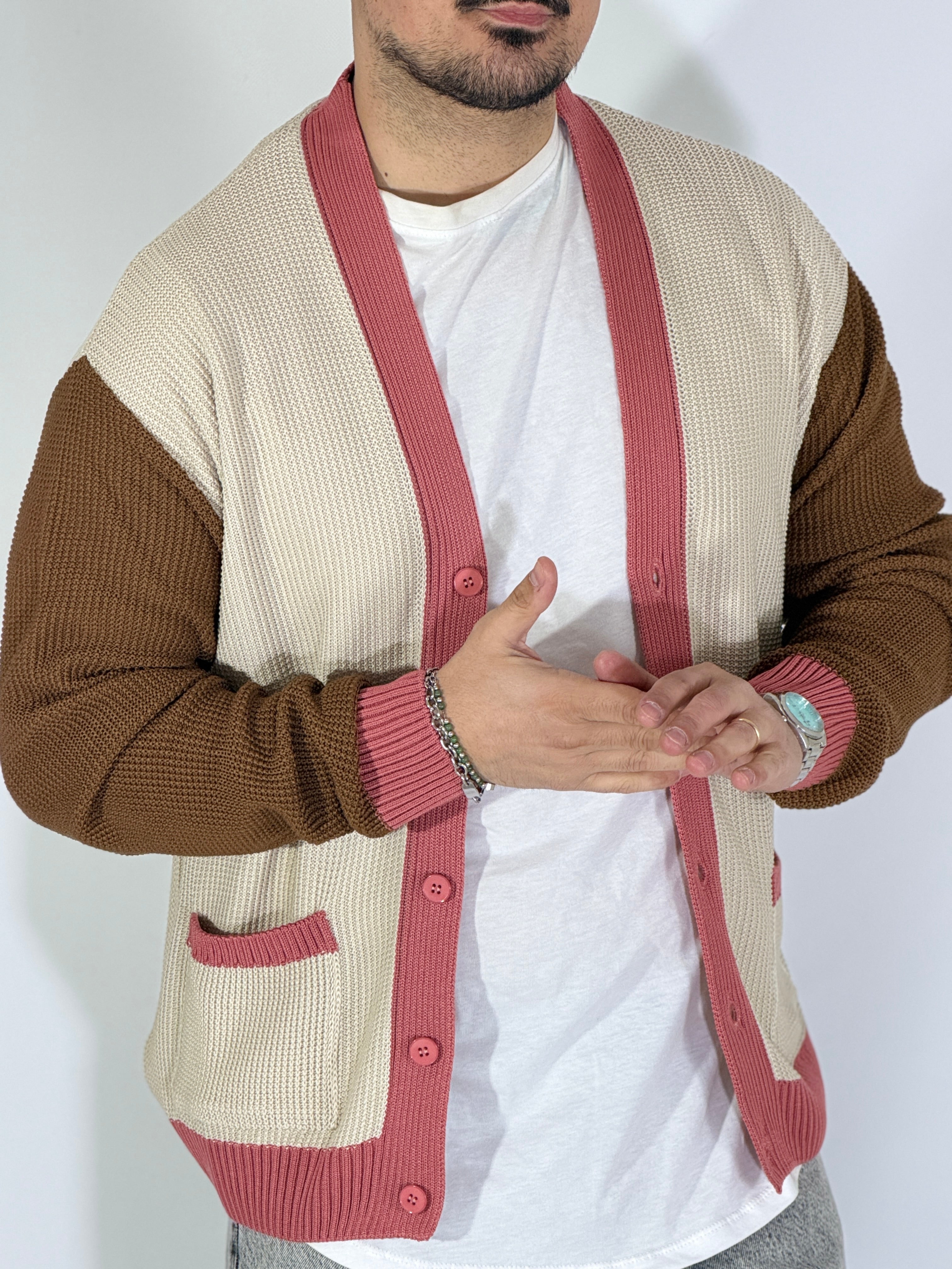 Dale · Cardigan tricolor avorio