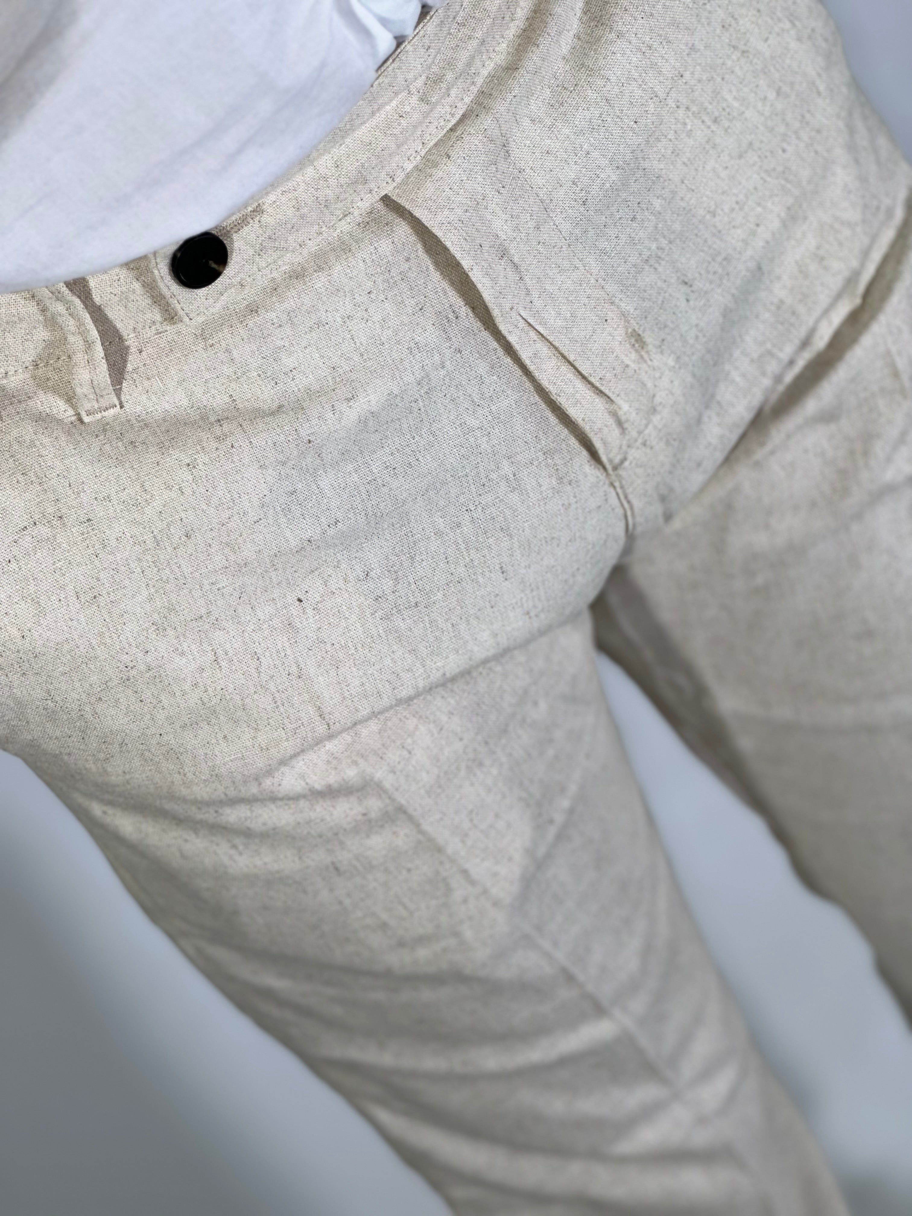 Pantalone misto lino beige AD24SS18