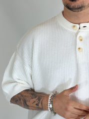 T-shirt serafino a costine bianca VIP972A